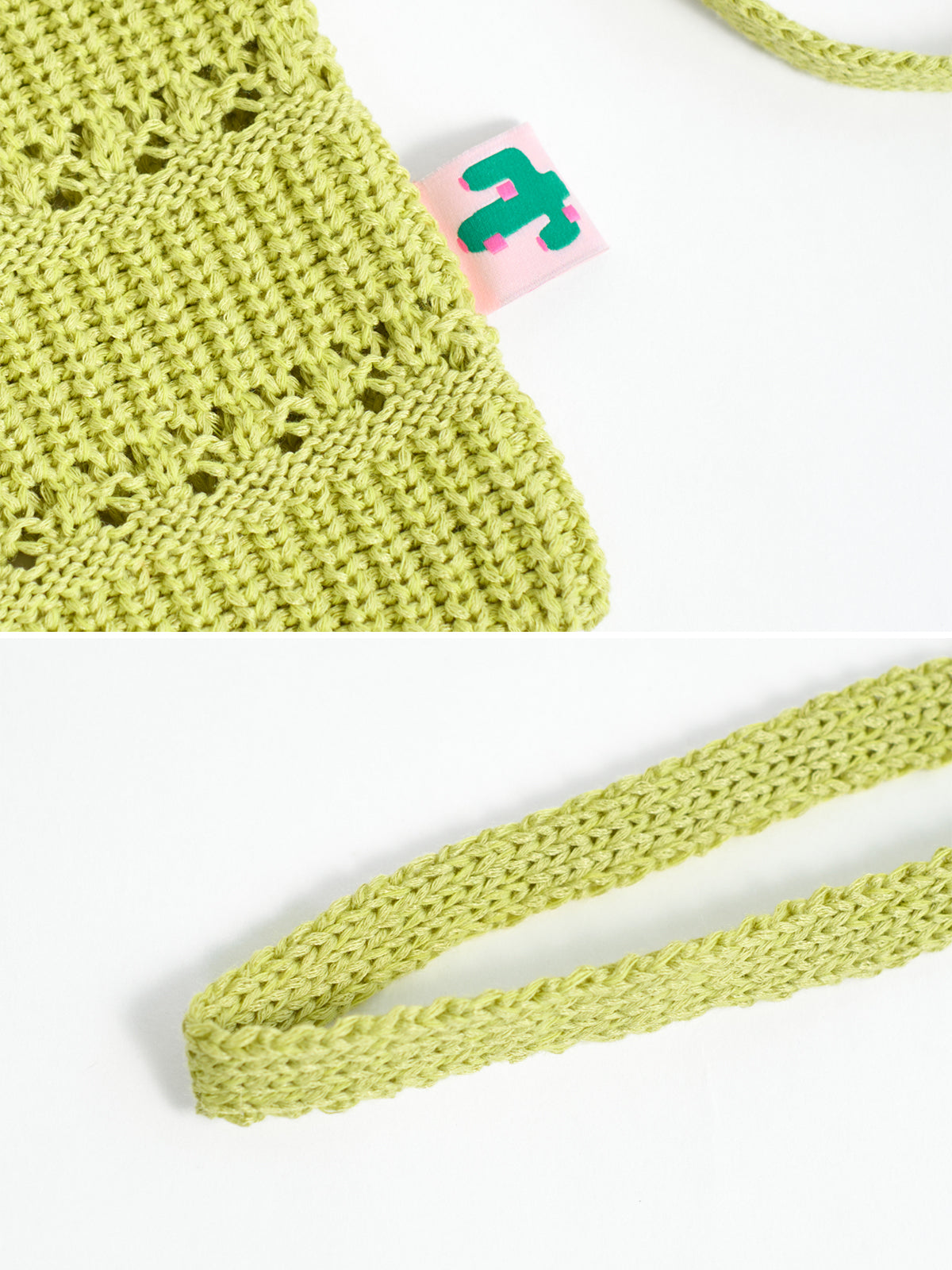 "Cactus" Crochet Crossbody Phone Bag - Mustard