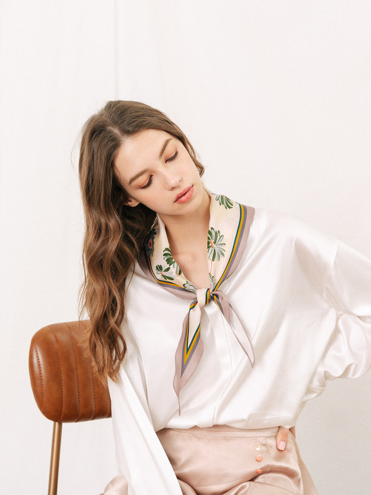 "Daisy" Silk Diamond Neckerchief - LOST PATTERN Silk Bandana