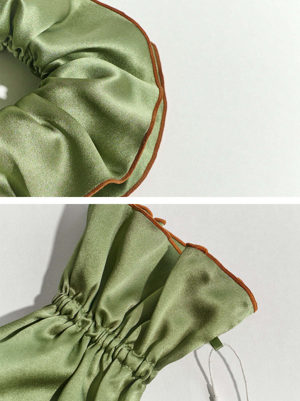 "Maxi Flower" Double-Layer Oversized Silk Scrunchie - Martini Olive - Martini Olive - LOST PATTERN Scrunchie