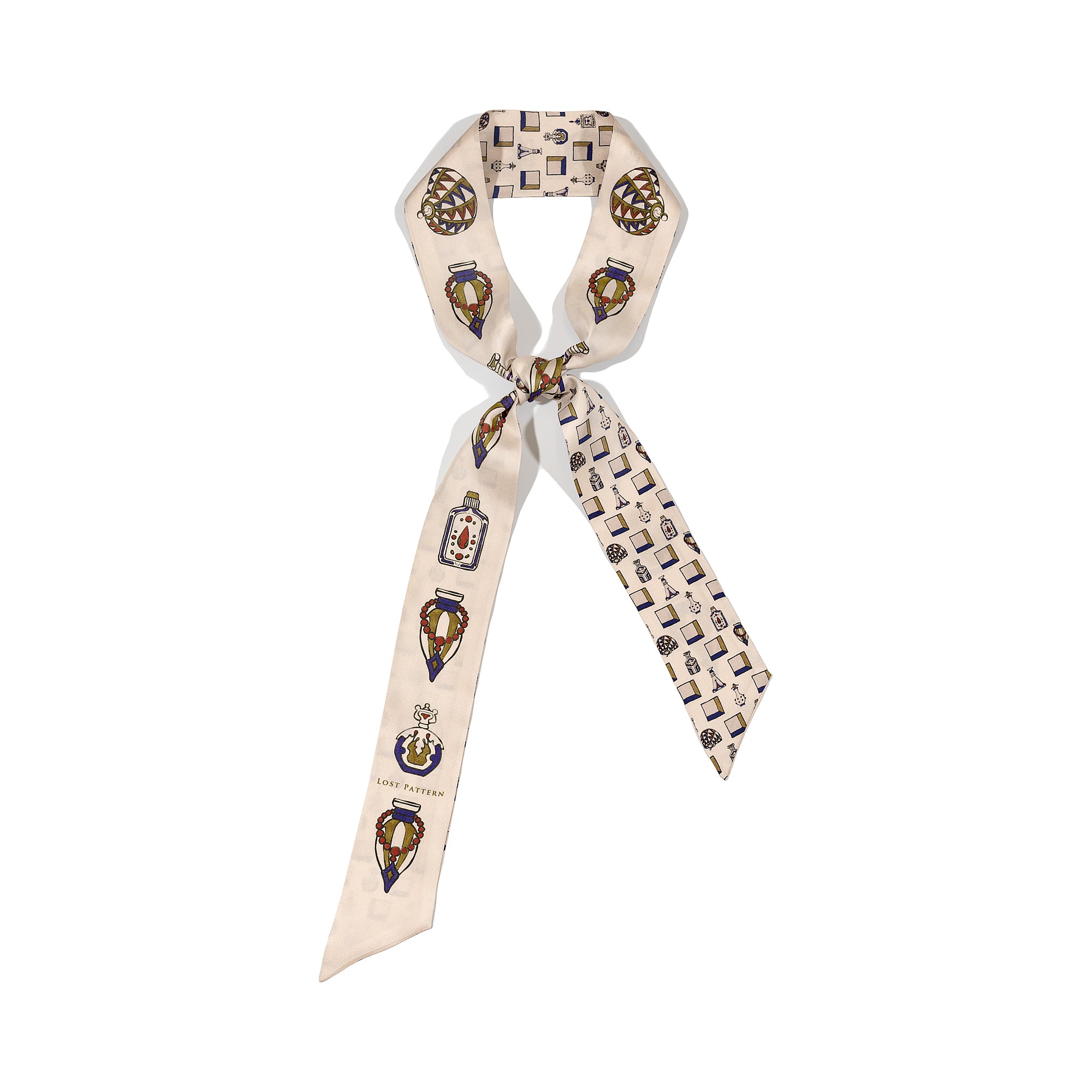 "Amora" Silk Twill Skinny Scarf - Champagne