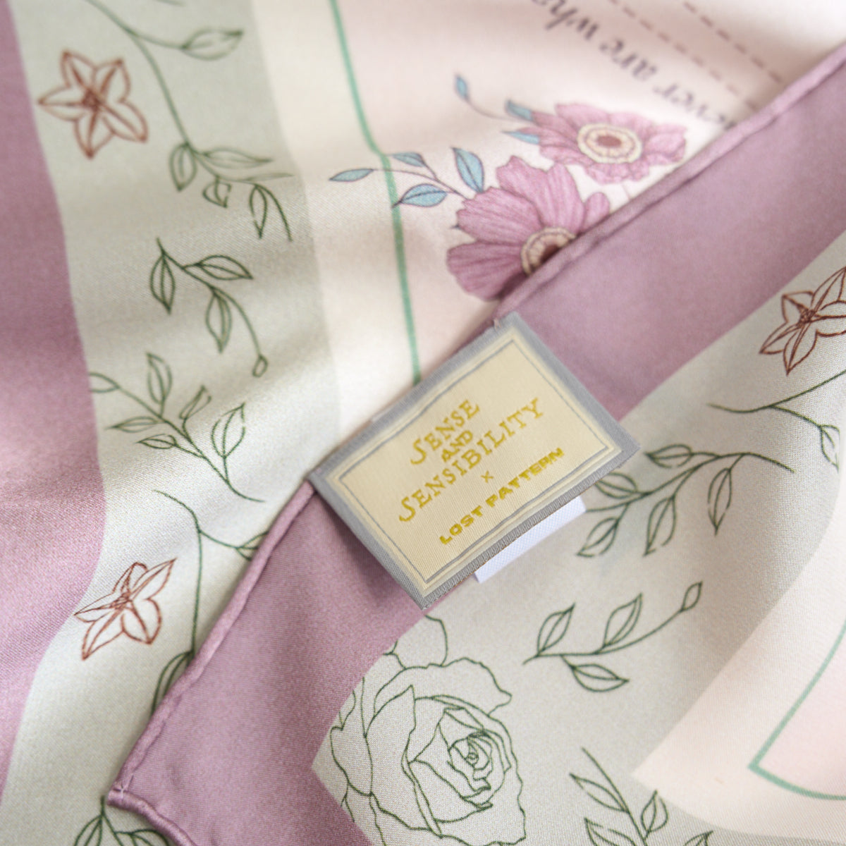 Sense and Sensibility x Lost Pattern Silk Scarf - Oatmeal