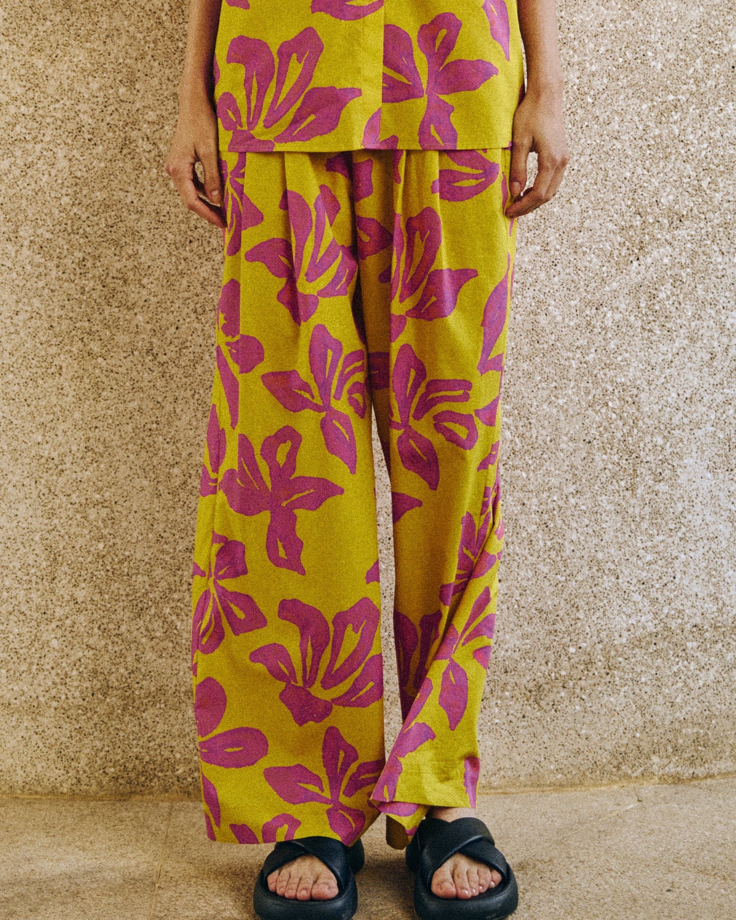 "Tropical Bliss" Wide-Leg Palazzo Pants - Golden Hour - S - LOST PATTERN Pants