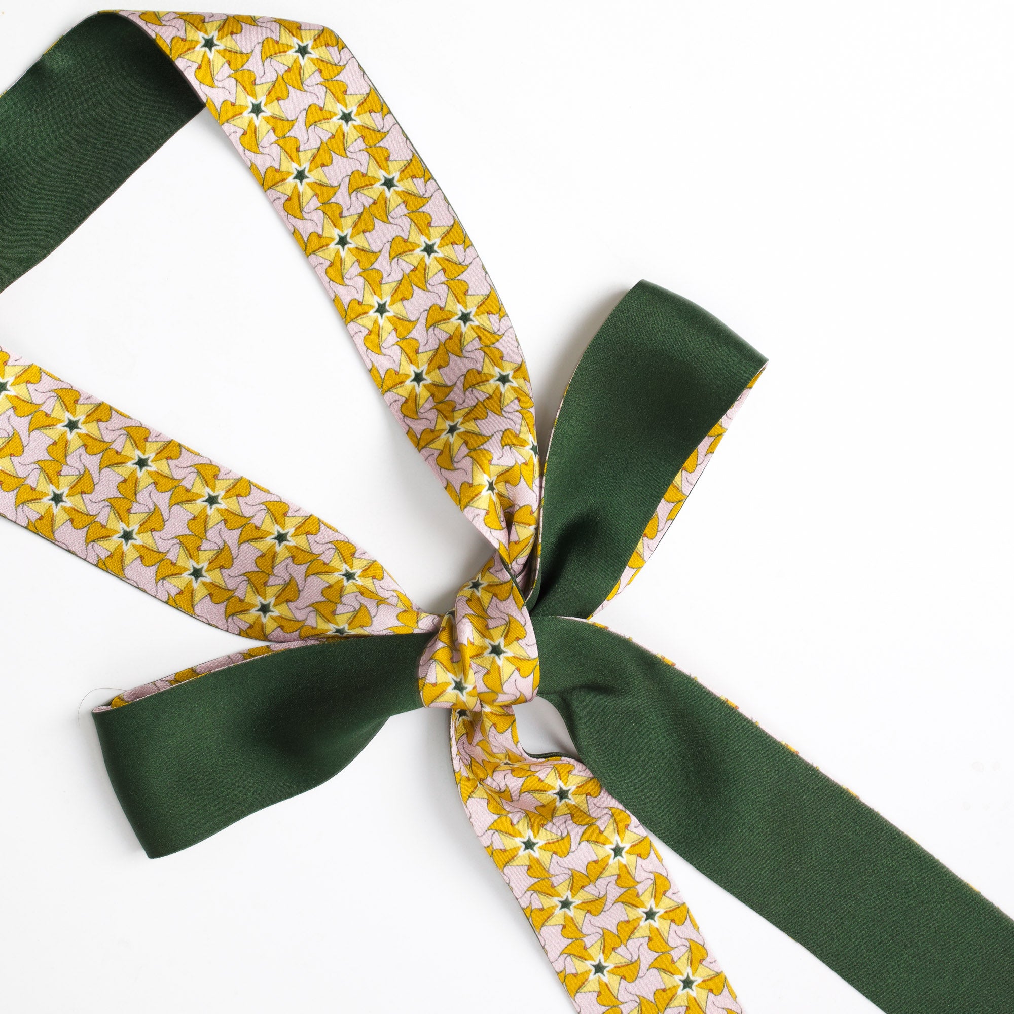 "Secret Garden" Silk Ribbon Scarf - Yellow & Green