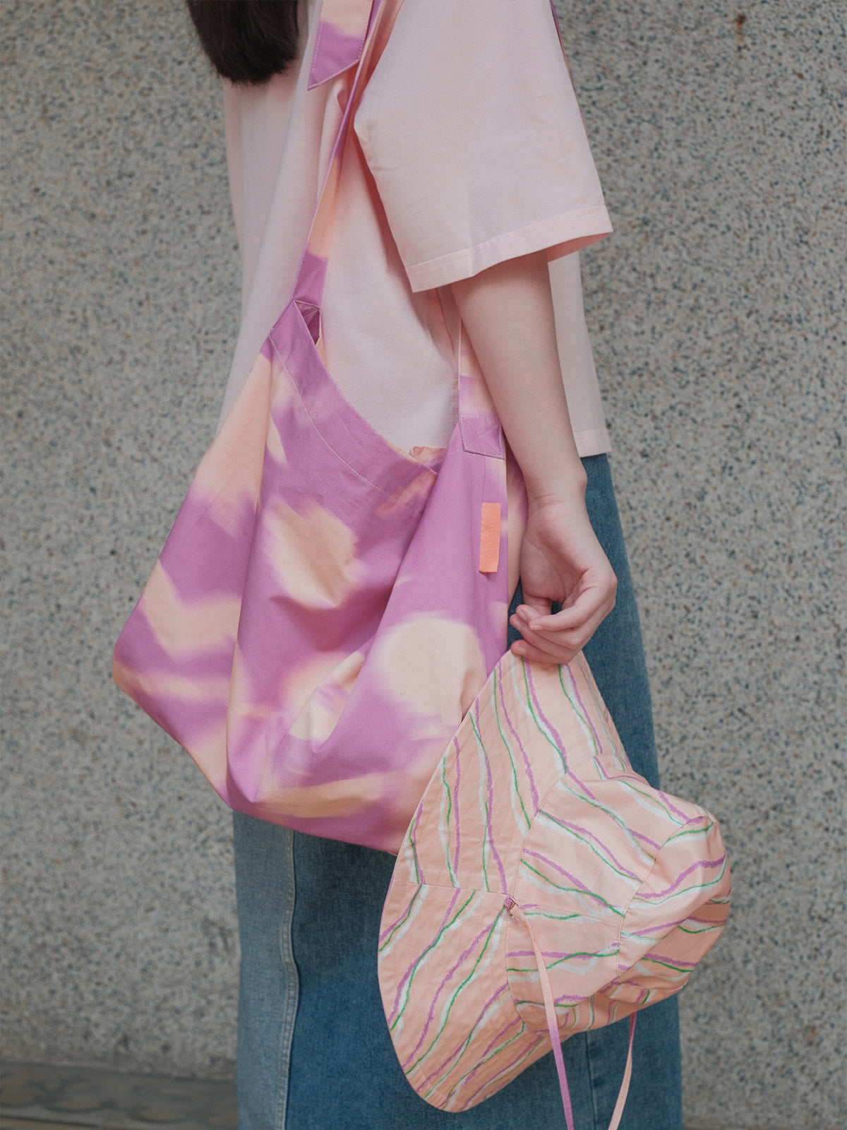FRIDA x LOST PATTERN "Frida's Dream" Cotton Crossbody Bag - Pink - Pink - LOST PATTERN Tote Bag