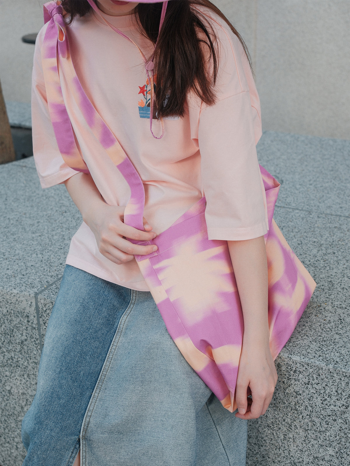 FRIDA x LOST PATTERN "Frida's Dream" Cotton Crossbody Bag - Pink - Pink - LOST PATTERN Tote Bag