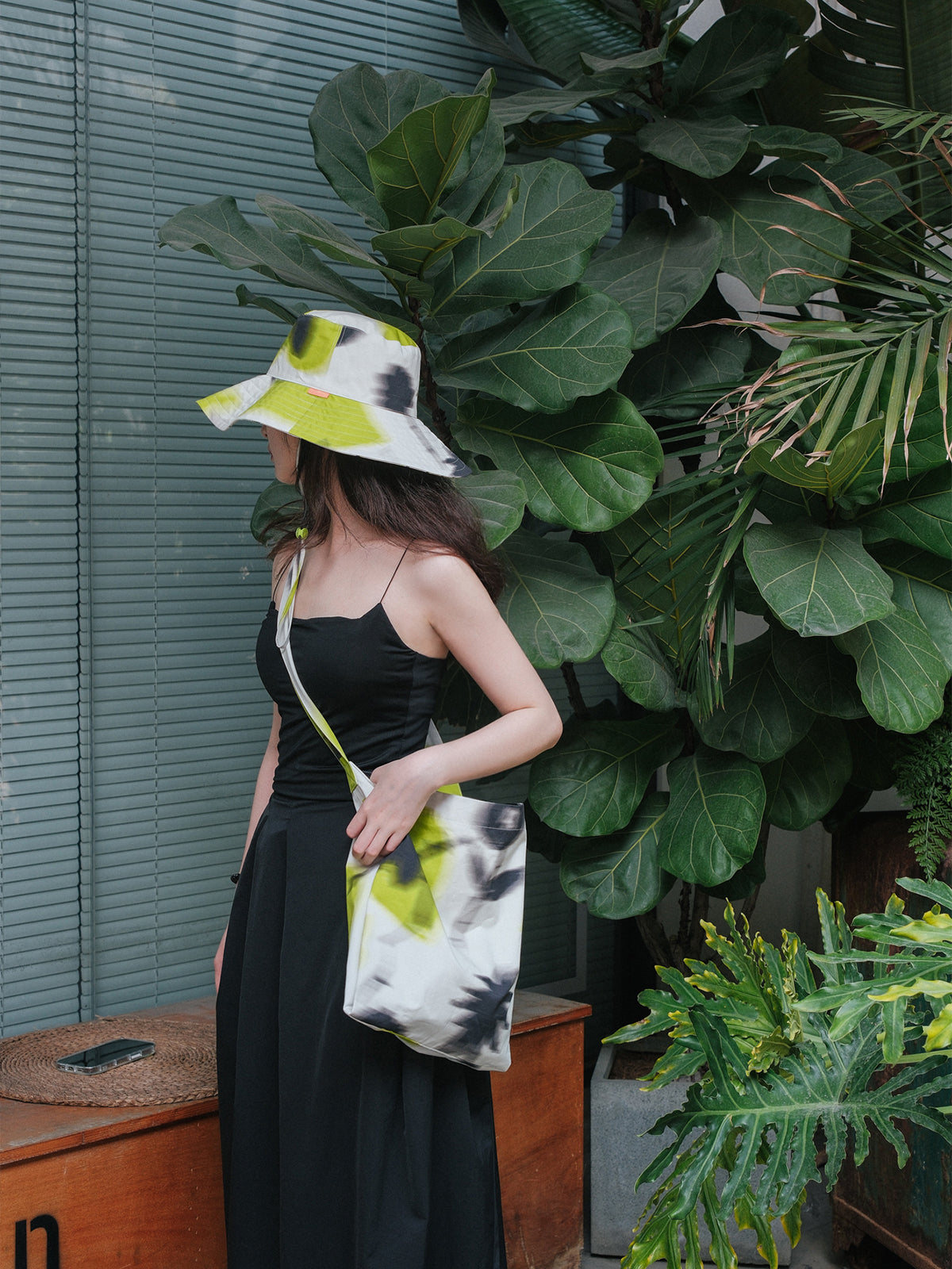 FRIDA x LOST PATTERN "Frida's Dream" Cotton Crossbody Bag - Green - Green - LOST PATTERN Tote Bag