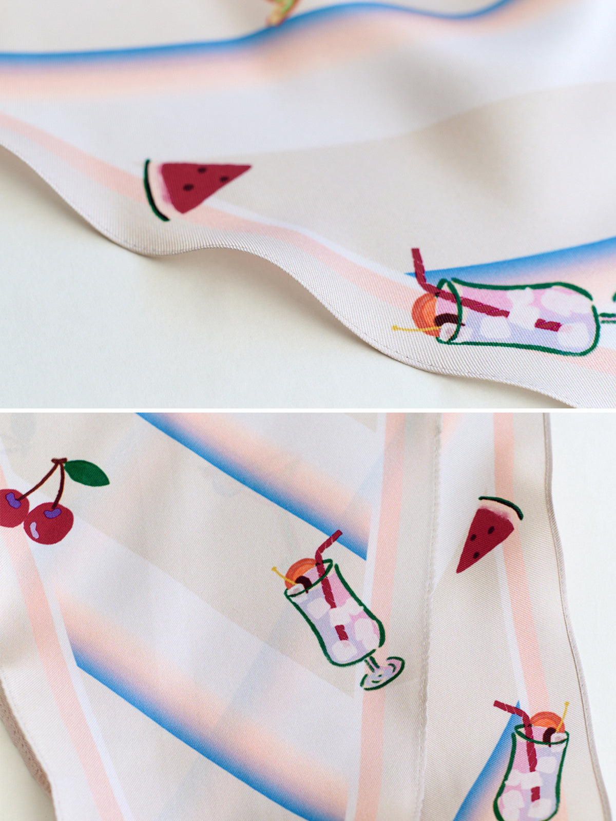 "Happy Hour" Silk Diamond Neckerchief - Champagne - LOST PATTERN Silk Bandana