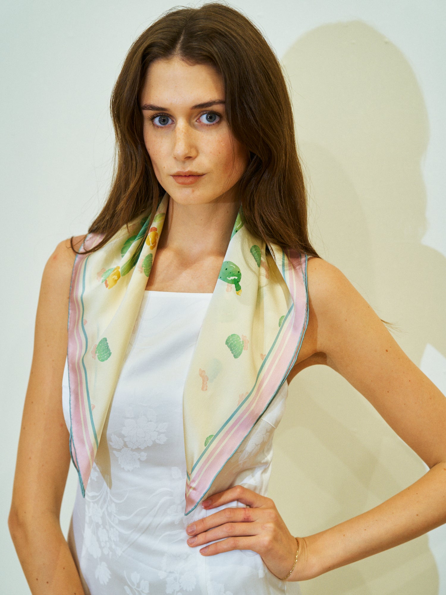 Lost Pattern x NYBG "Oasis Charms" Silk Bandana Scarf - Pink