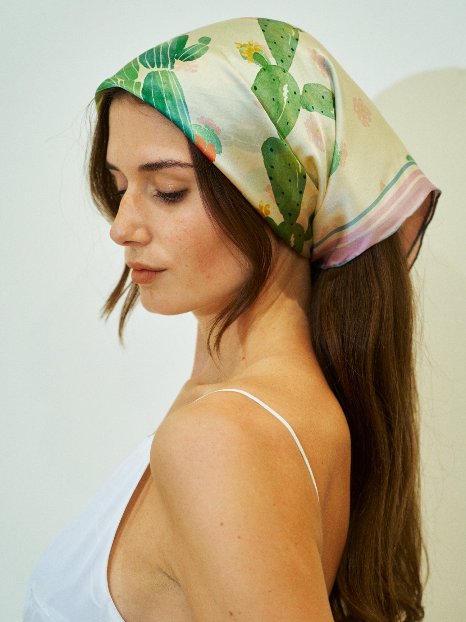 Lost Pattern x NYBG "Oasis Charms" Silk Bandana Scarf - Pink