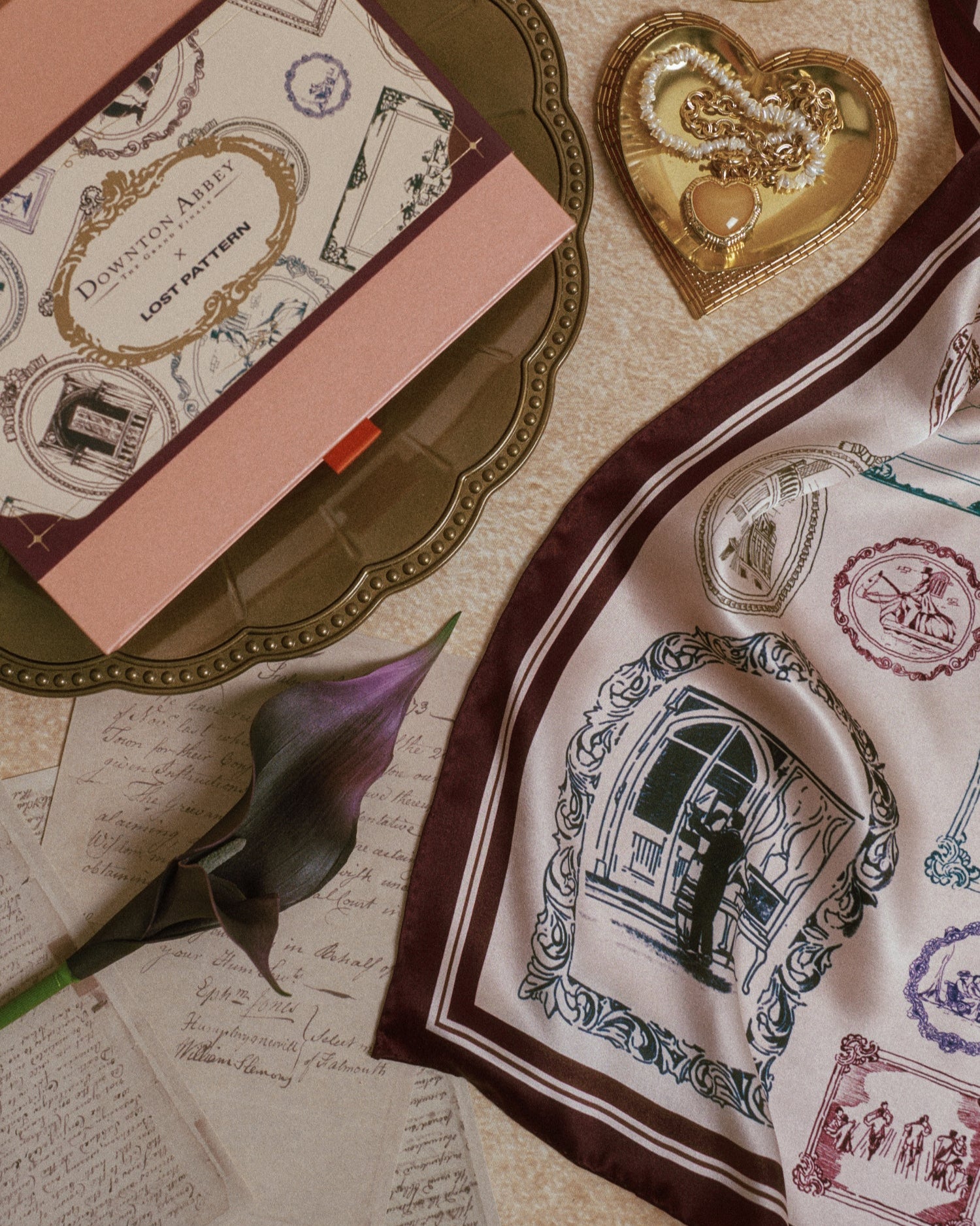 Downton Abbey: the Grand Finale x Lost Pattern Silk Scarf