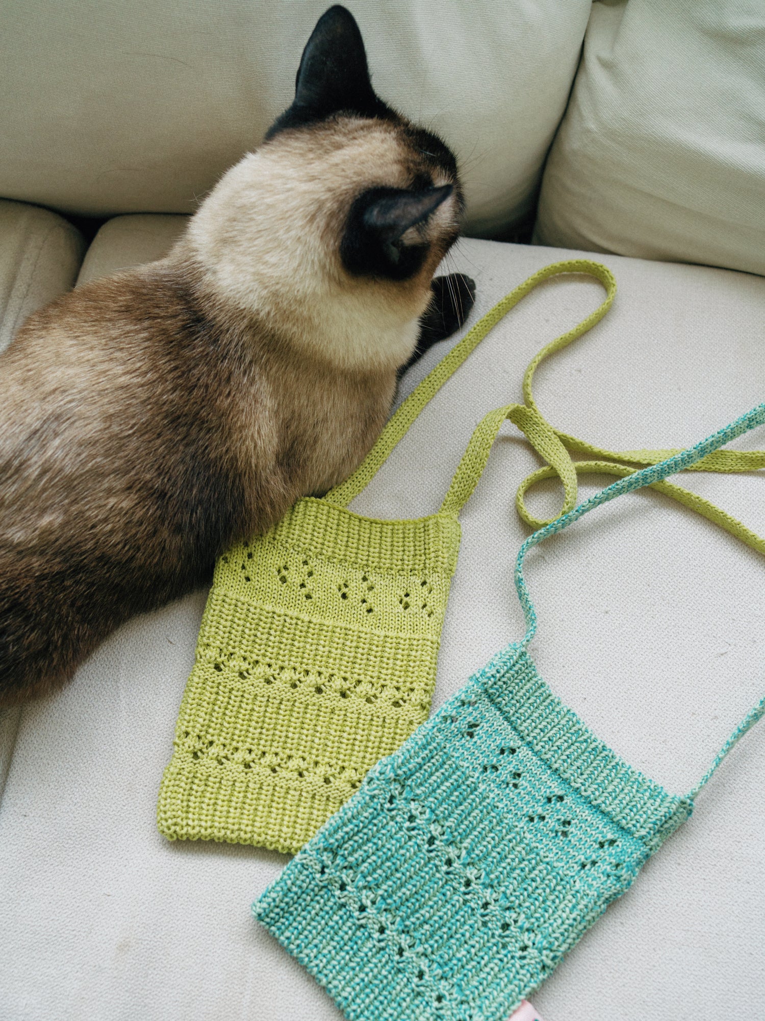 "Cactus" Crochet Crossbody Phone Bag - Peppermint