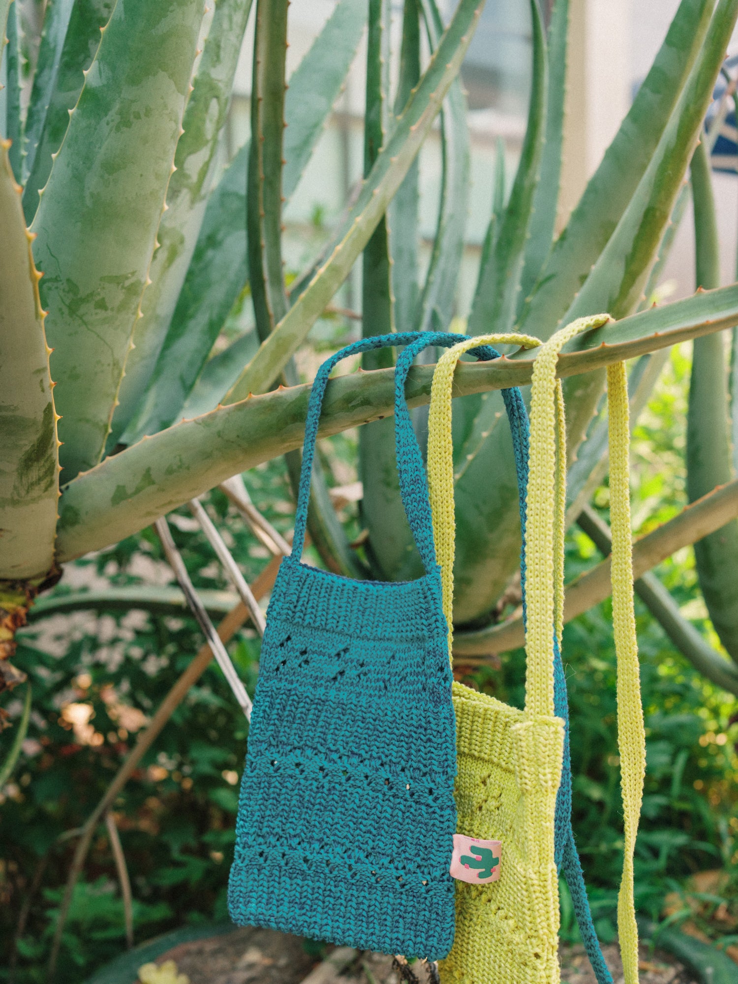 "Cactus" Crochet Crossbody Phone Bag - Mustard