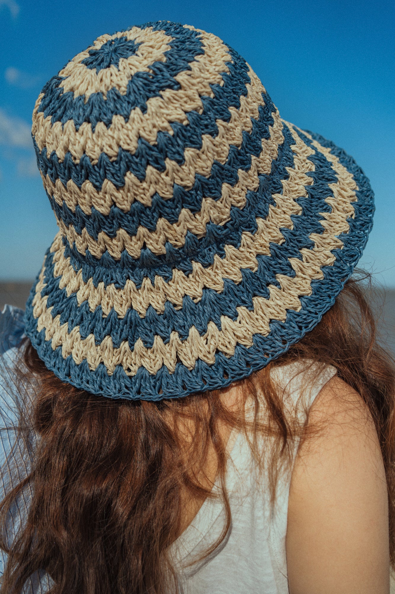 "Linea" Packable Straw Hat - Blue