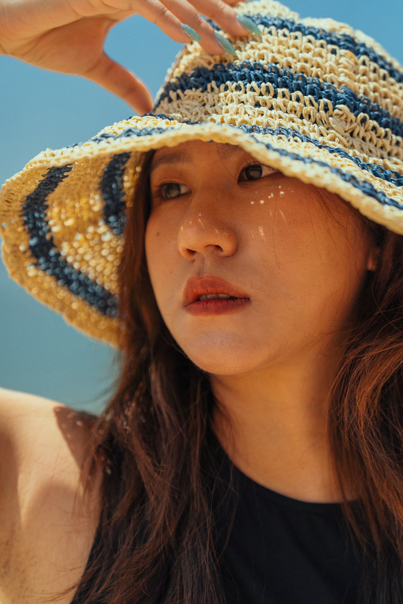 "Linea" Soft Packable Straw Hat - Navy