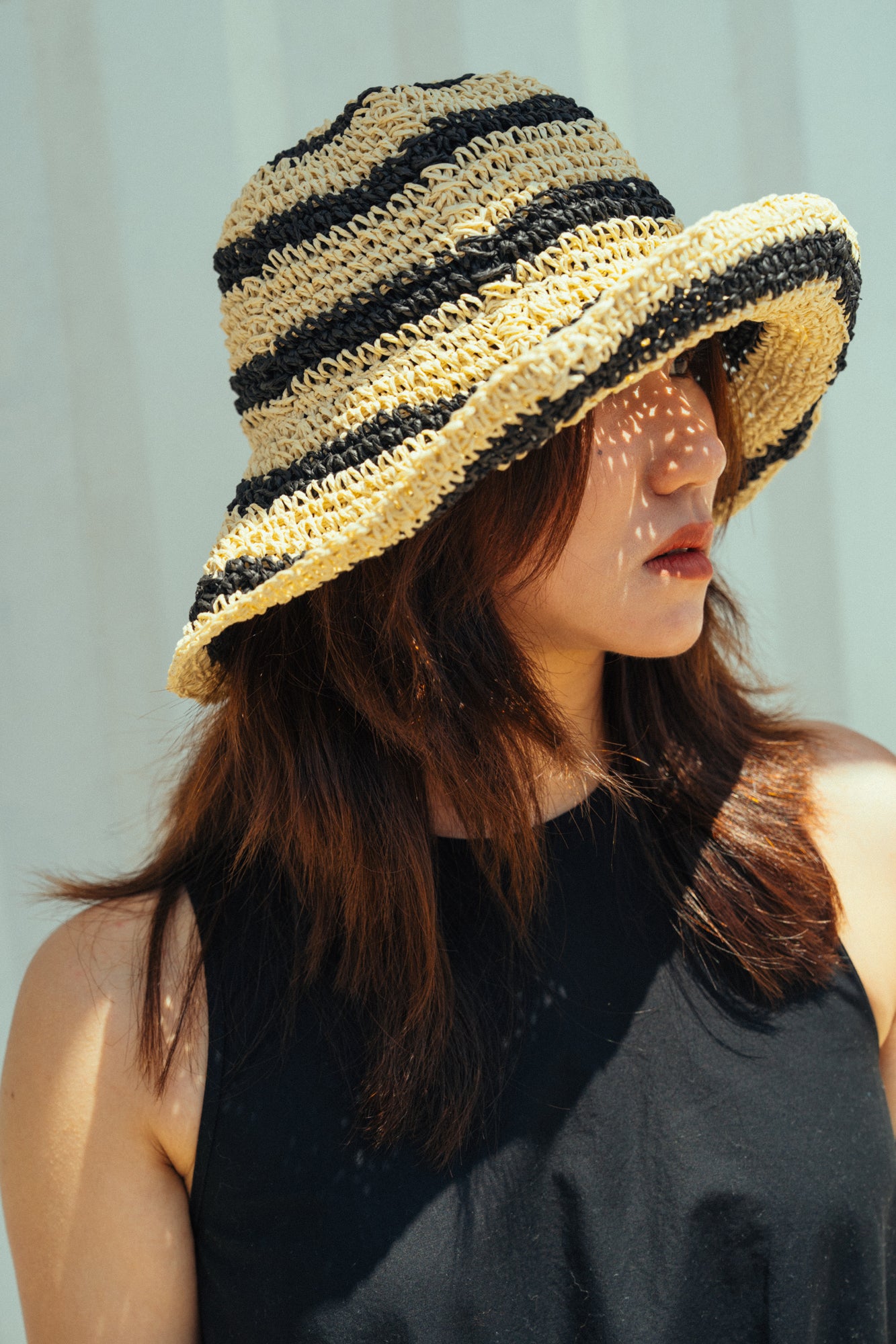 "Linea" Soft Packable Straw Hat - Black