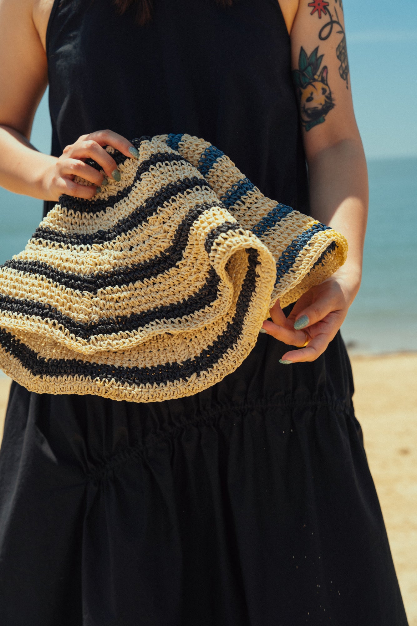 "Linea" Soft Packable Straw Hat - Black
