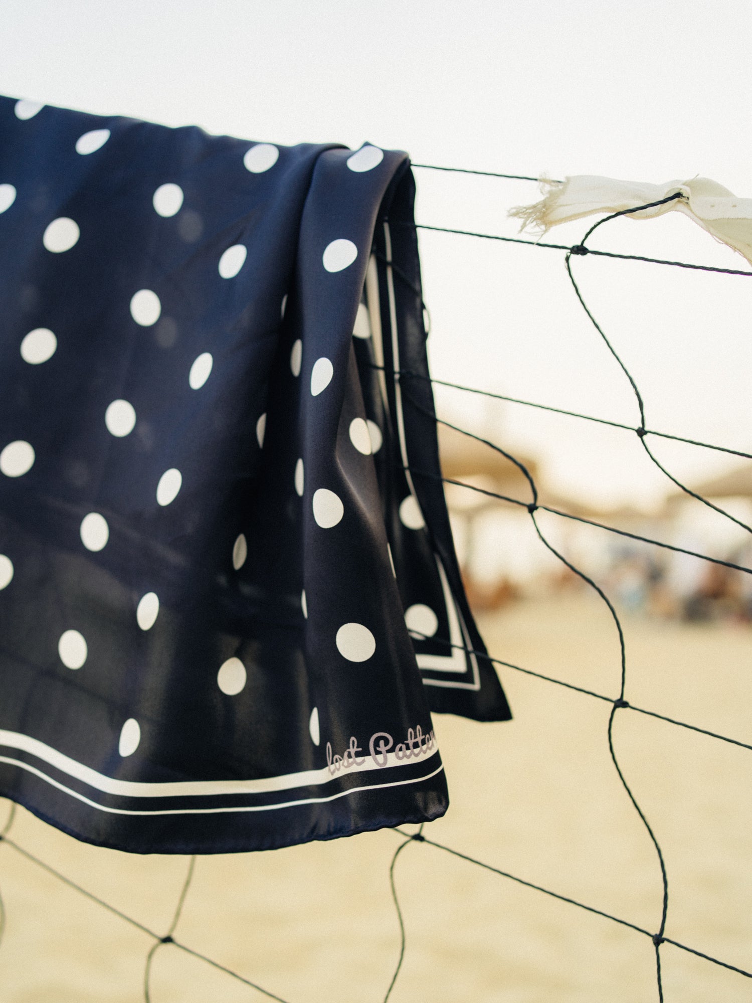 "Retro Polka" Silk Bandana Scarf - Black & White