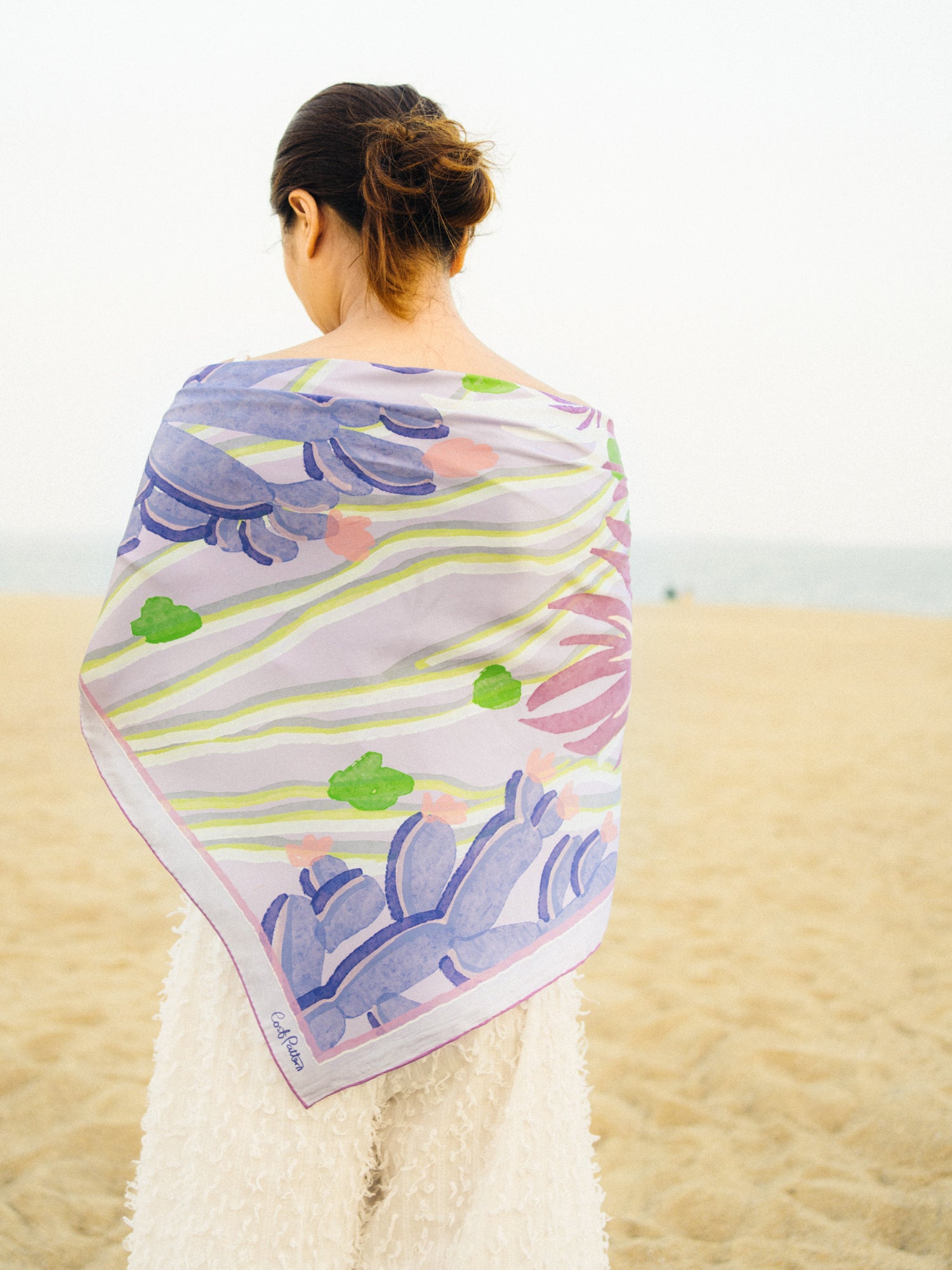 "Ethereal Mirage" Silk Large Scarf - Lilac