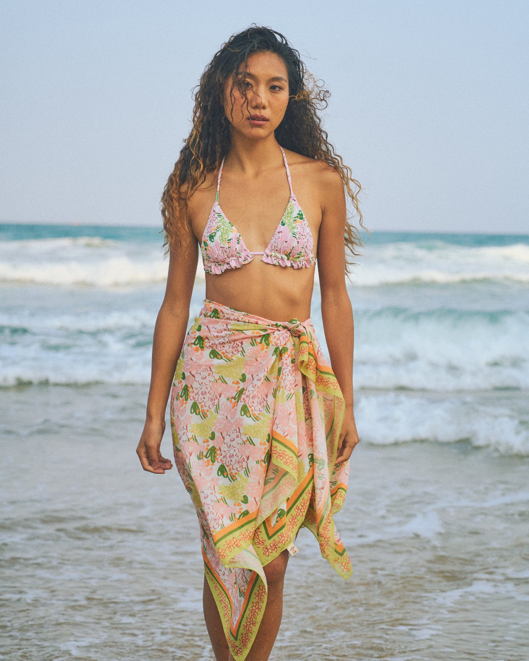 "Le Jardin" Beach Sarong Wrap - Pastel Blush