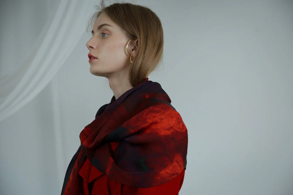 "La Rosa" Silk Pocket Square & Silk Shawl Set