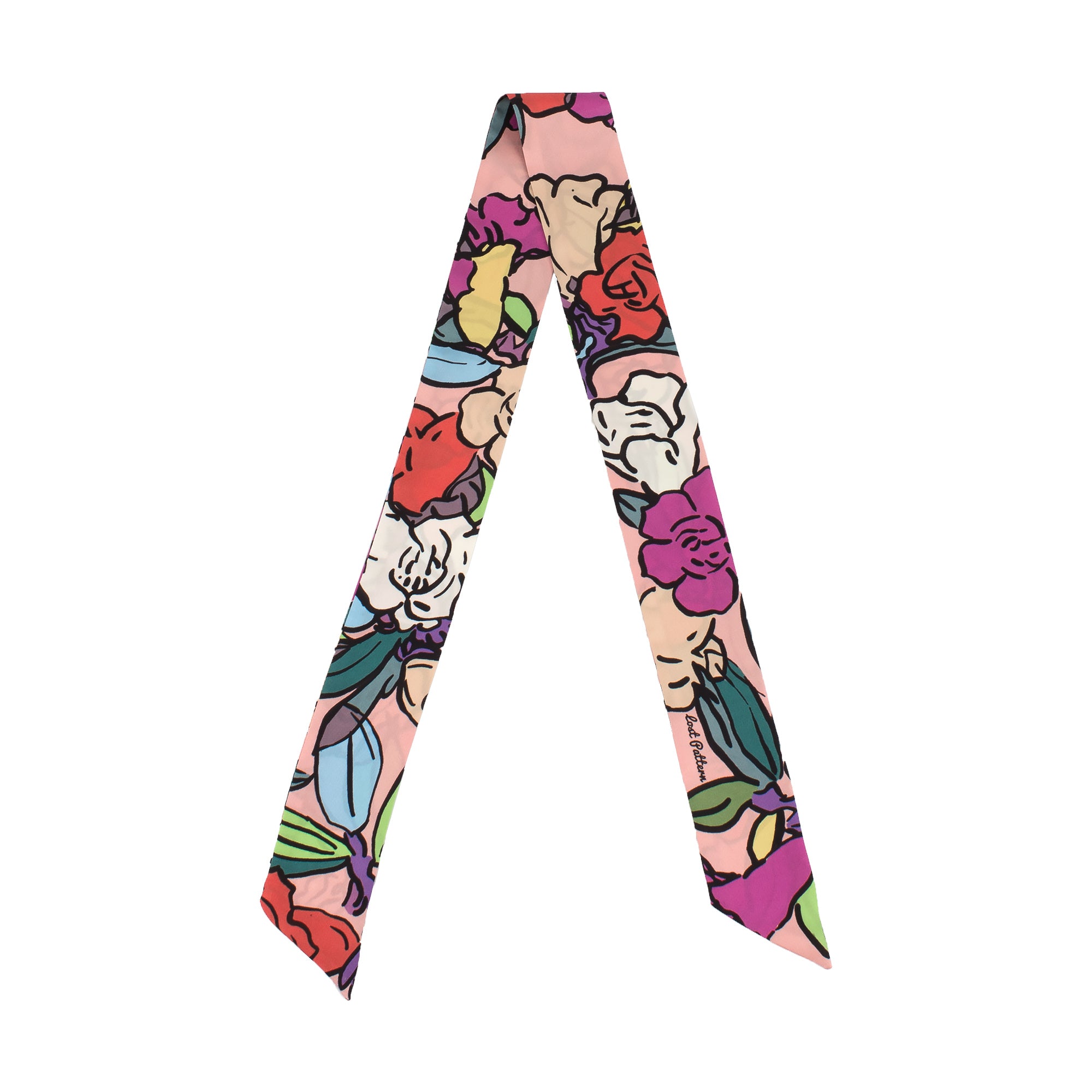 "Azalea" Silk Twill Skinny Scarf