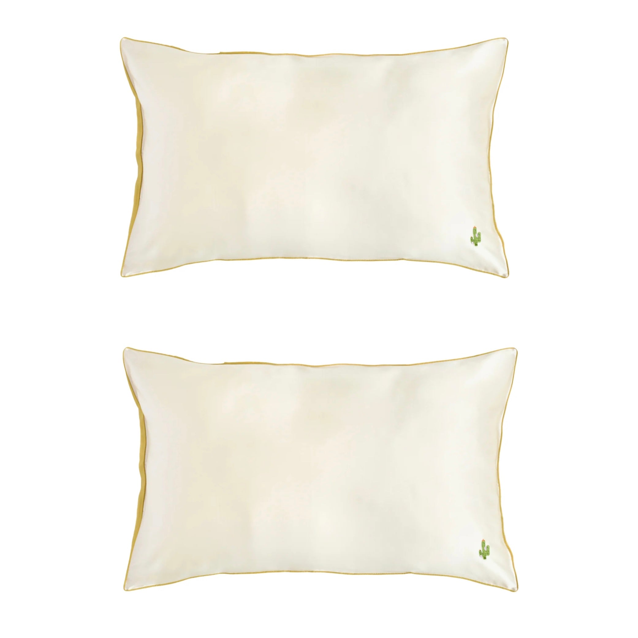 "Cactus" 2-Piece Silk Pillowcase Gift Set - Beige