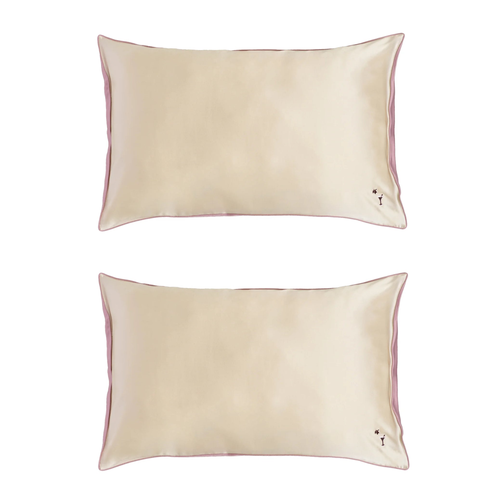 "Martini" 2-Piece Silk Pillowcase Gift Set - Champagne