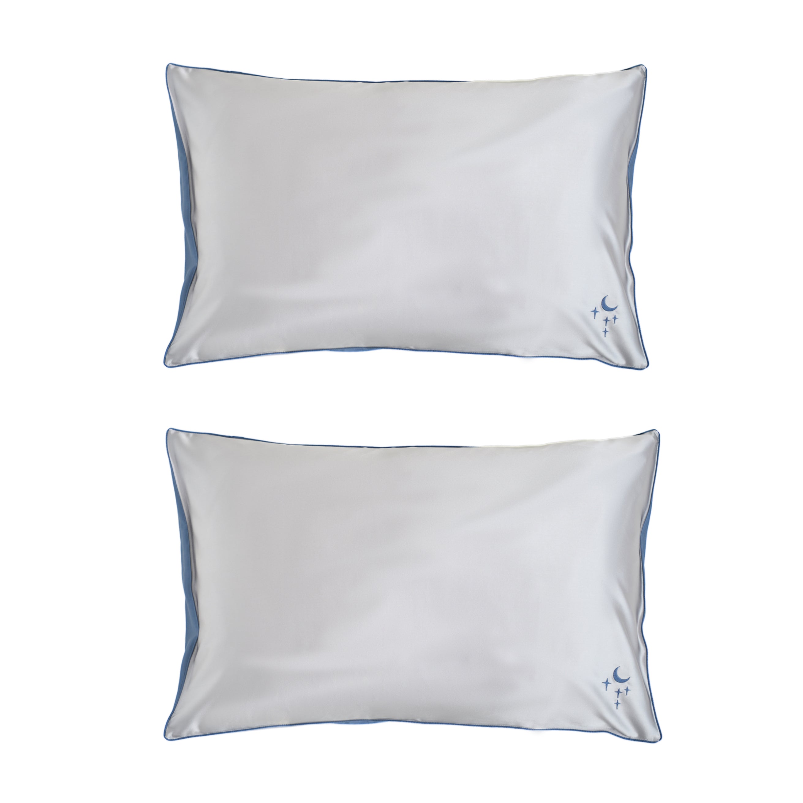 "Moonlit Stars" 2-Piece Silk Pillowcase Gift Set - Silver