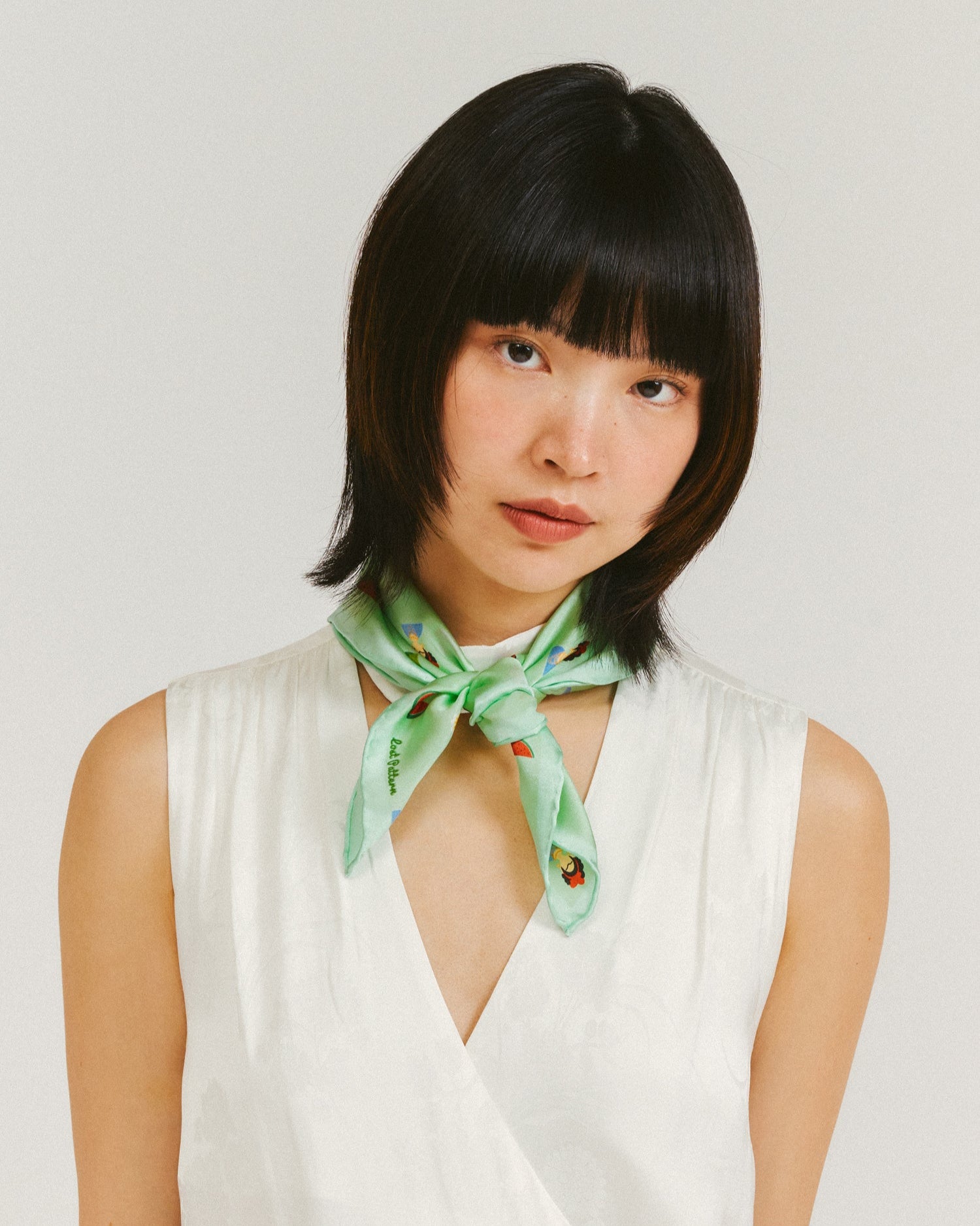 "Frida's Desert Bloom" Silk Bandana Scarf - Green