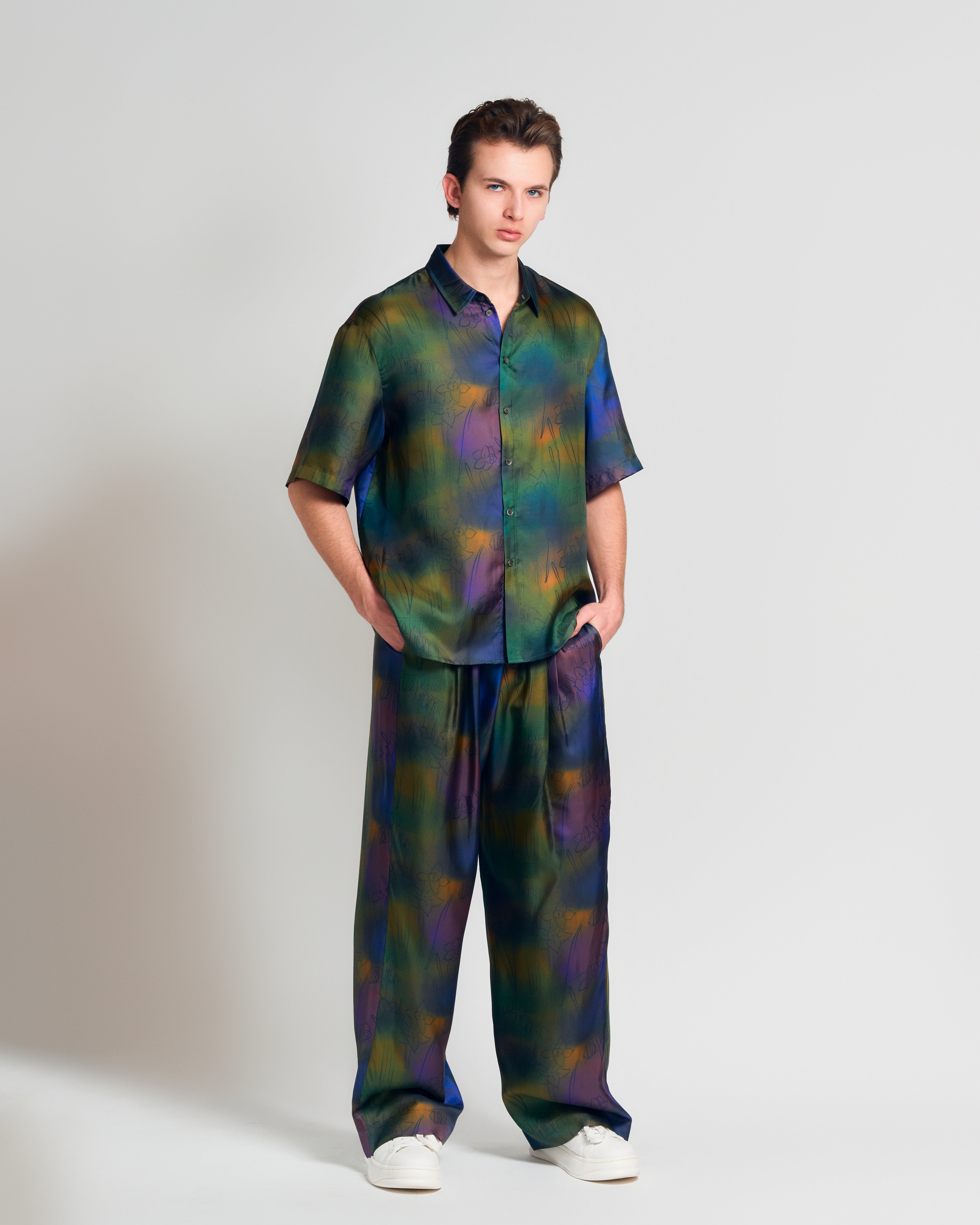 "Brooklyn" Oversized Silk Hawaii Shirt - Green