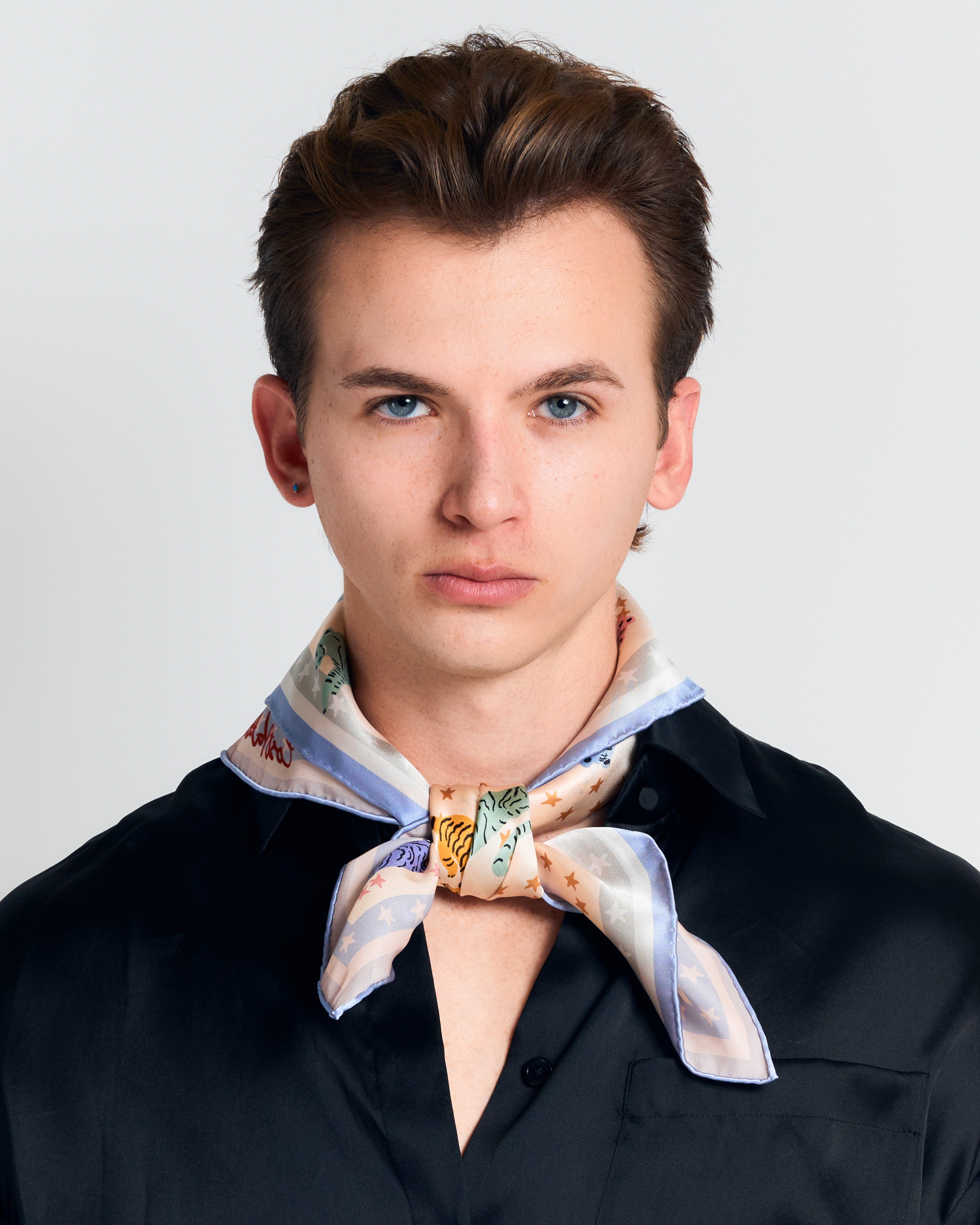 "Neon Tigers" Silk Pocket Square & Silk Bandana Scarf Set