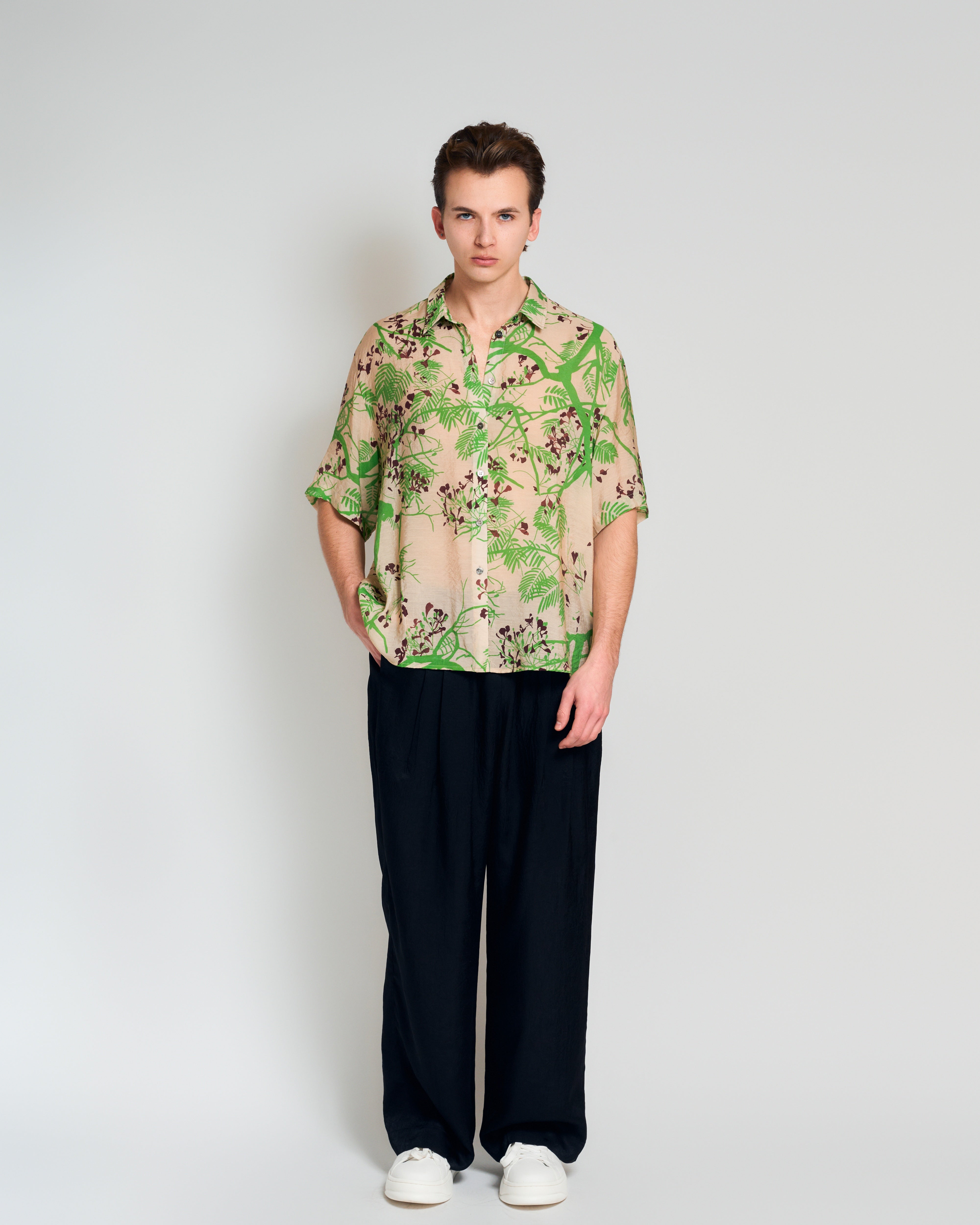 "Beach Blossom" Wide-Leg Pants - Black