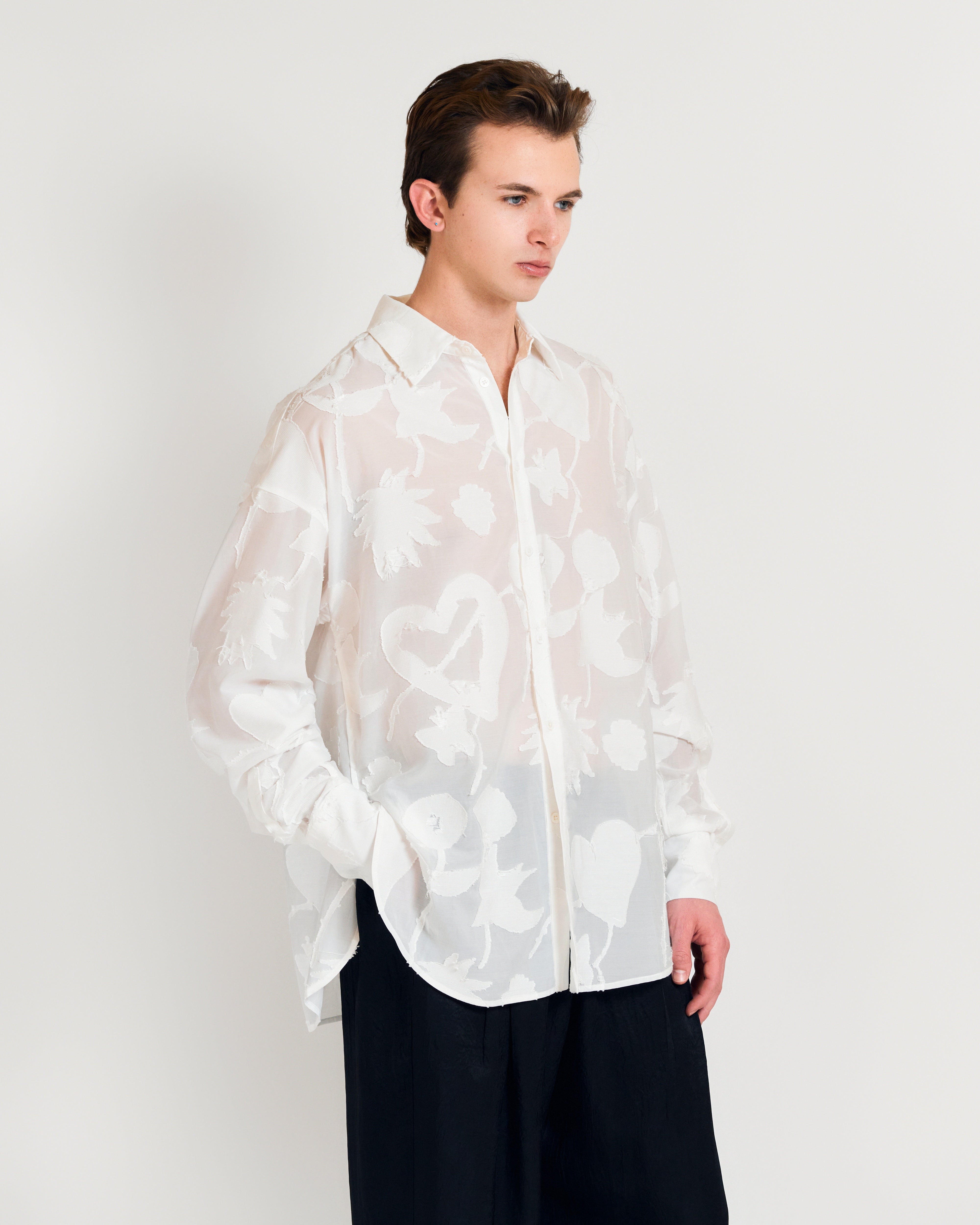 "Frida's Dream" Sheer Jacquard Long Sleeve Shirt