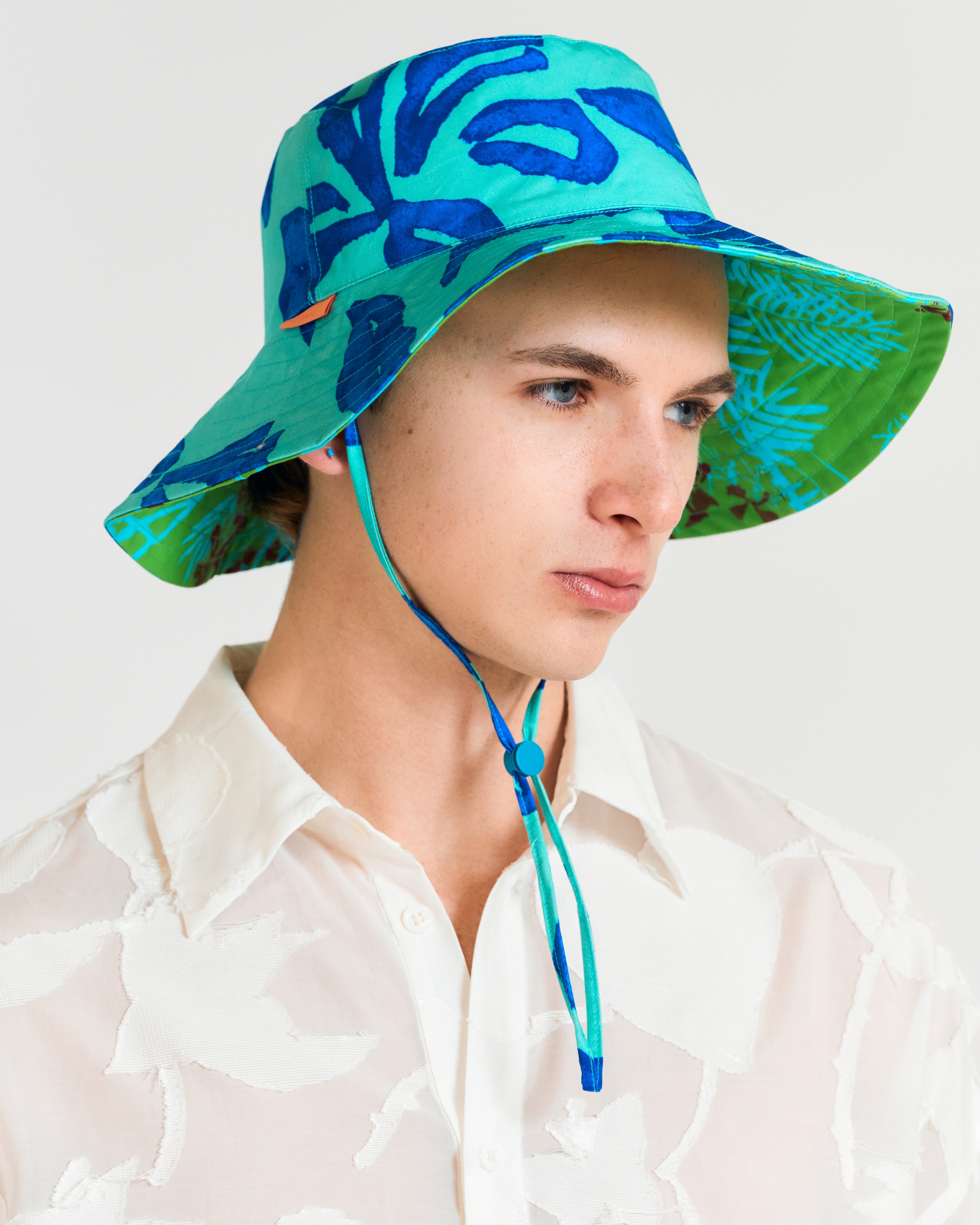 "Tropical Bliss" Reversible Sun Hat - Ocean Blue