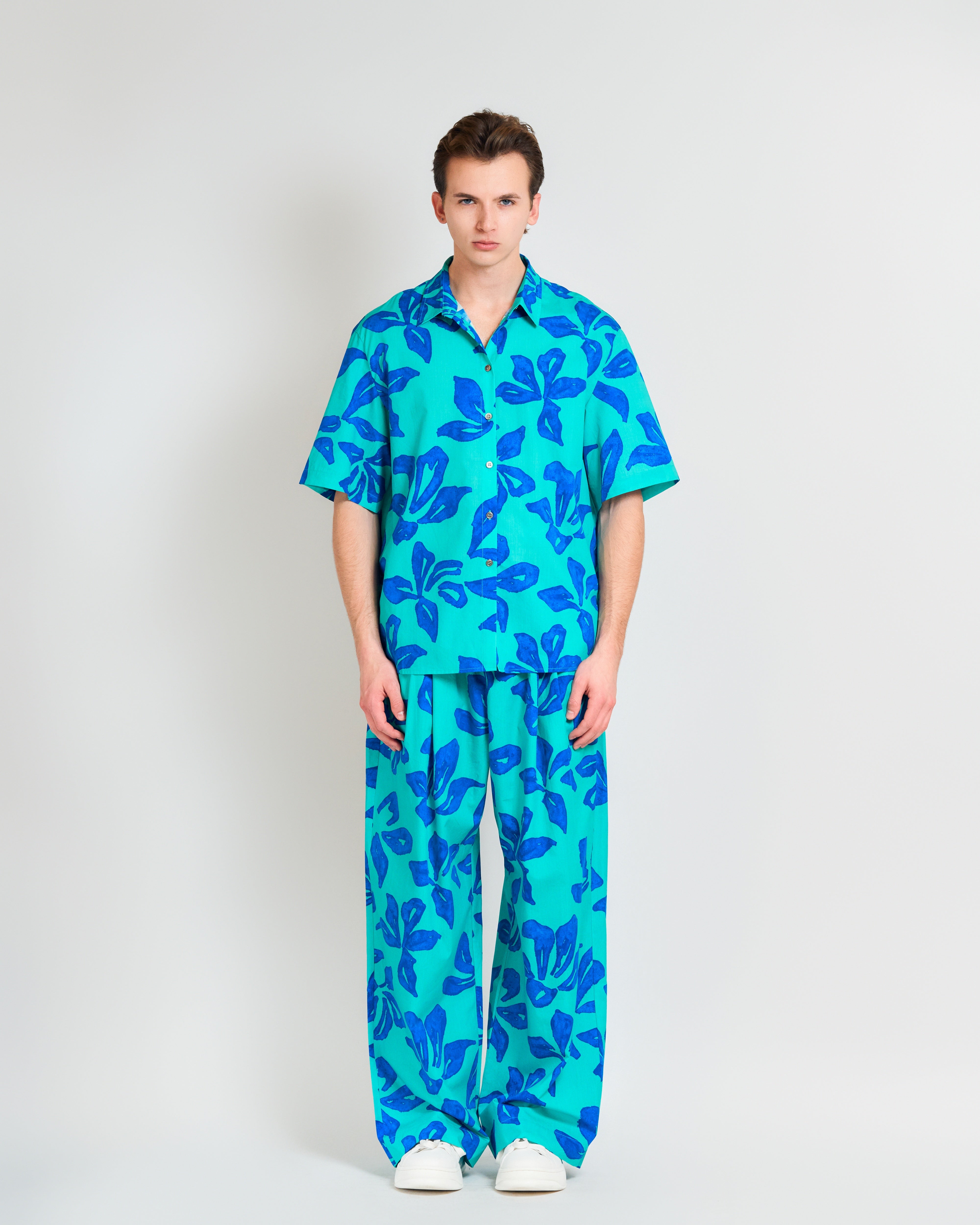 "Tropical Bliss" Oversized Hawaii Shirt - Ocean Blue