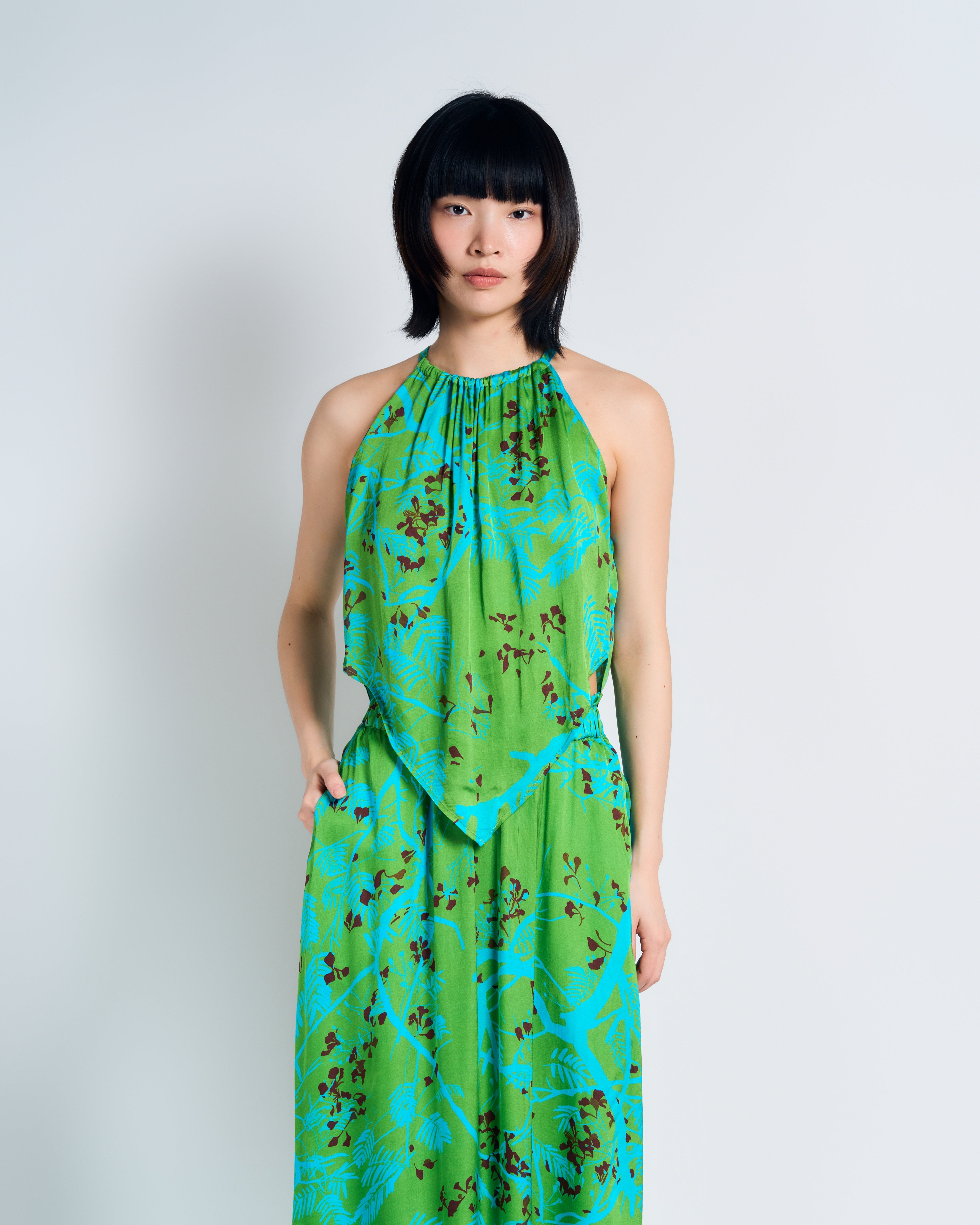 "Coco Dream" Halter Scarf Top - Green