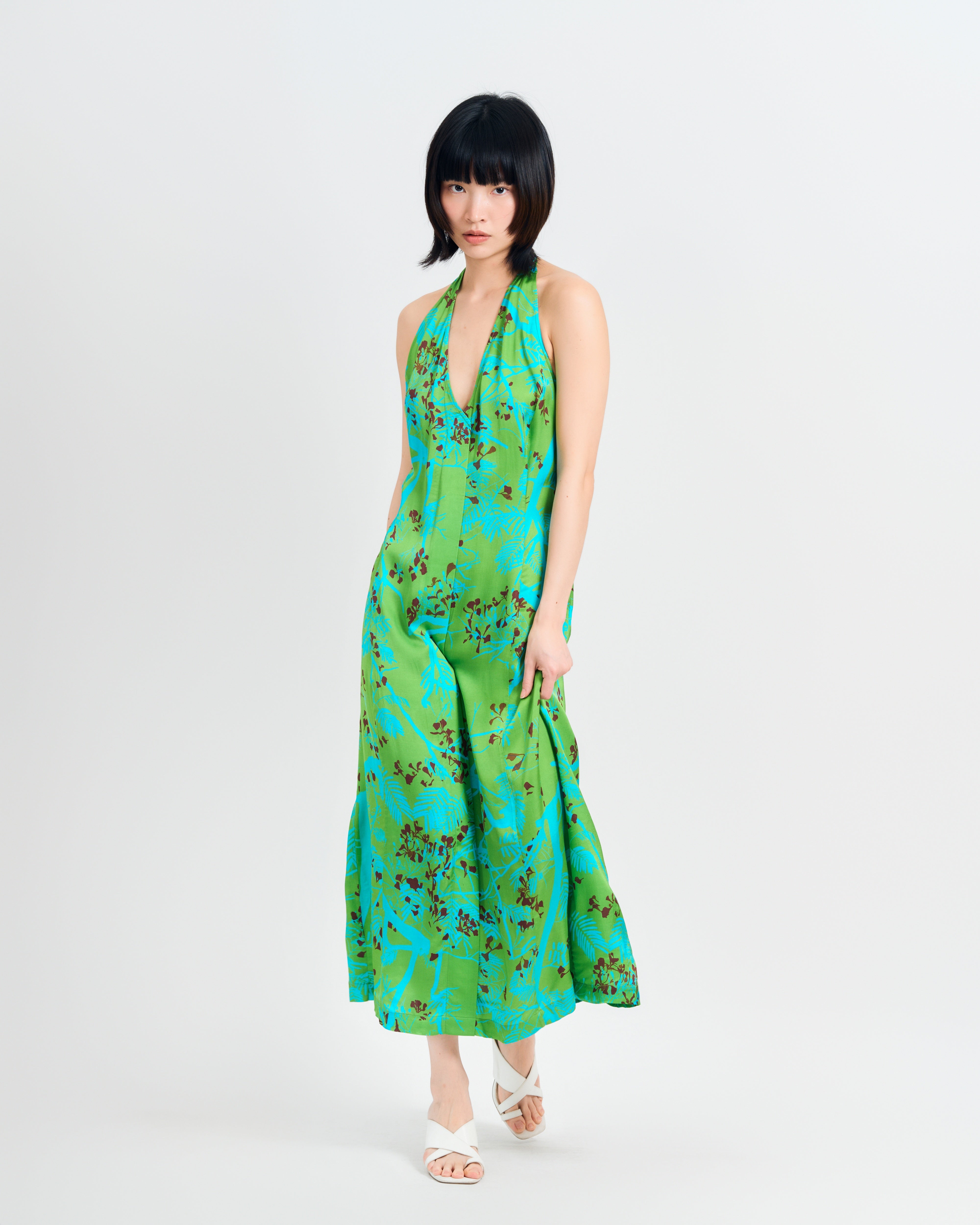 "Coco Dream" Halter Midi Dress - Green