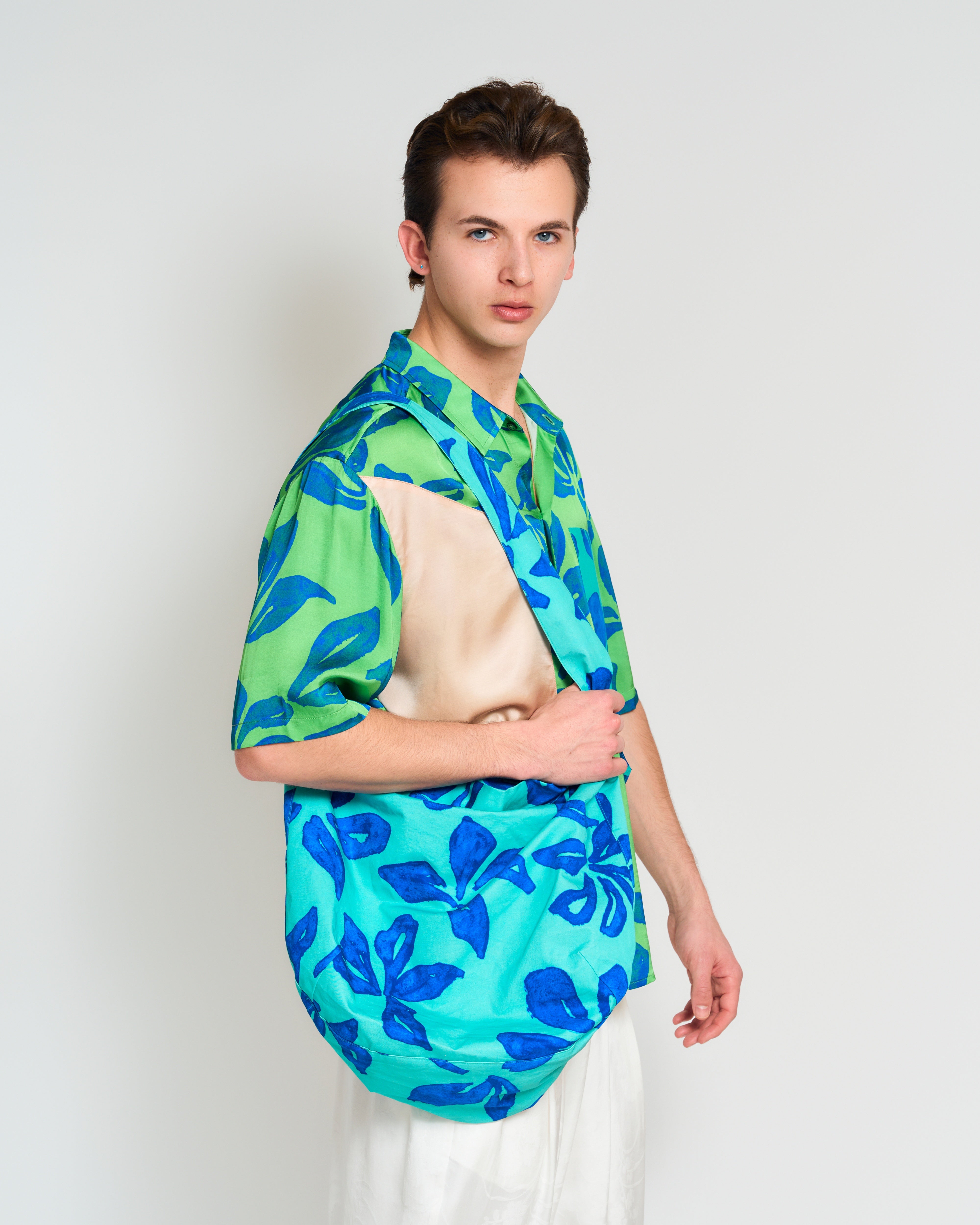 "Tropical Bliss" Patchwork Oversized Hawaii Shirt - Green