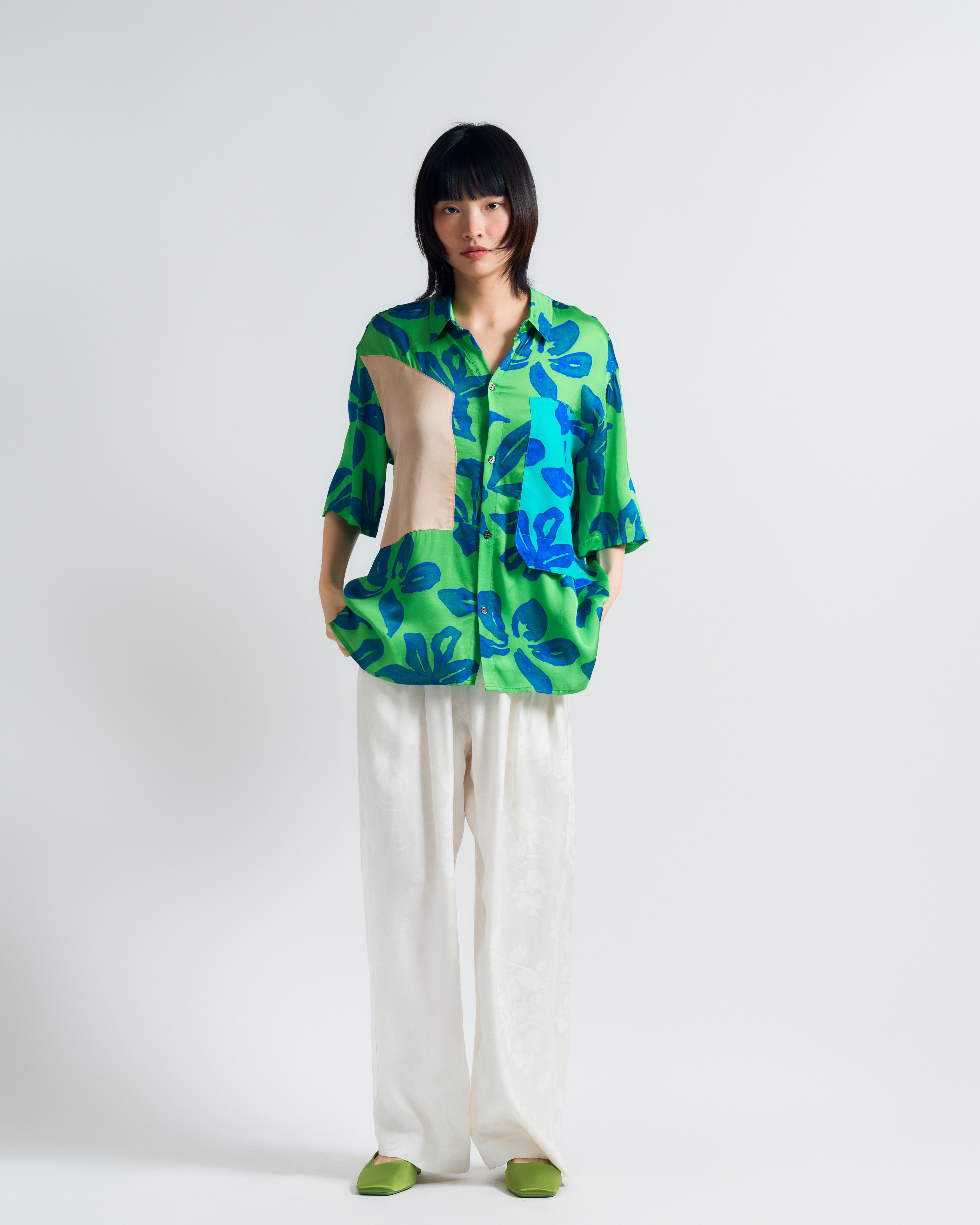 "Beach Blossom" Wide-Leg Pants - White