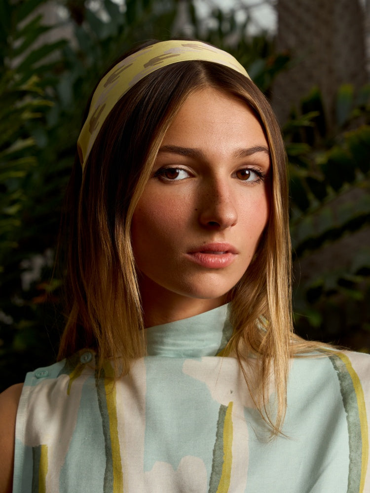 Lost Pattern x NYBG "Oasis Charms" Silk Skinny Scarf - Green