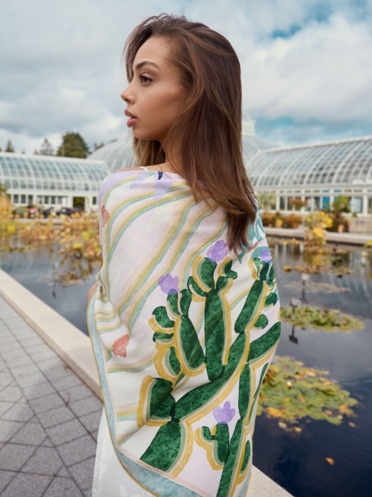 "Ethereal Mirage" Large Silk Scarf - Pastel