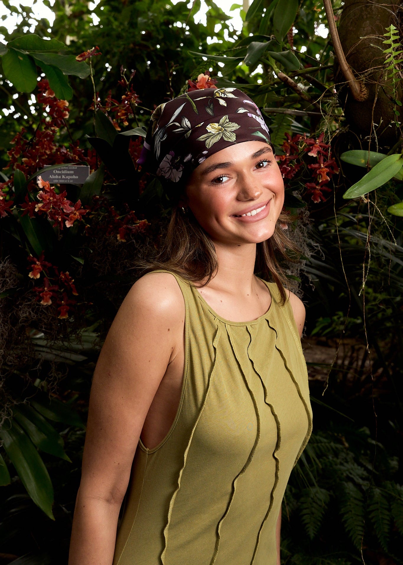 LOST PATTERN X NYBG "Orchid Symphony" Silk Bandana Scarf - Purple