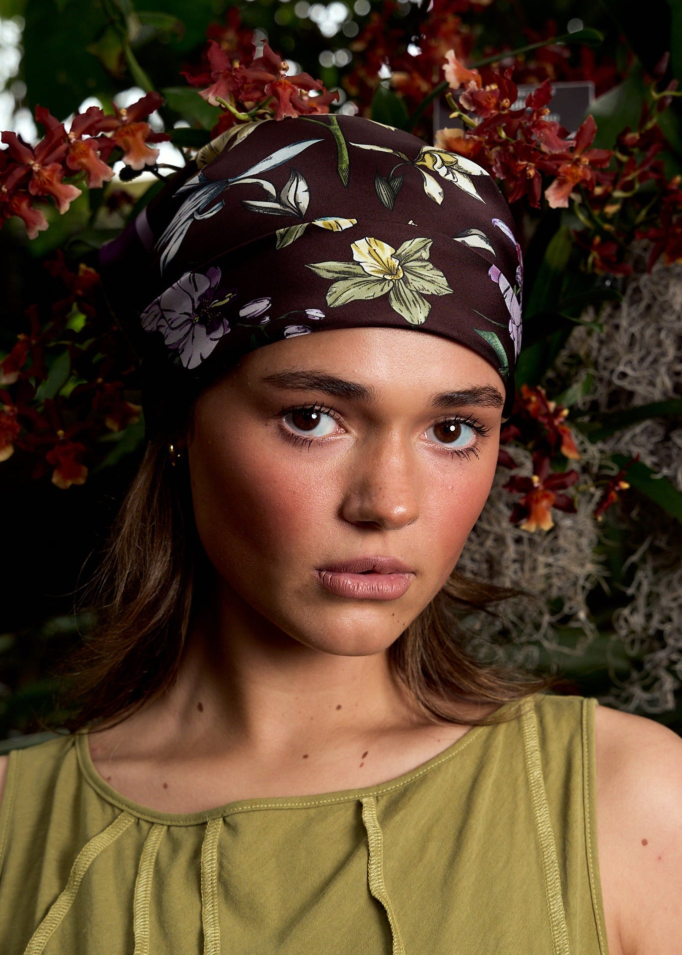 LOST PATTERN X NYBG "Orchid Symphony" Silk Bandana Scarf - Purple