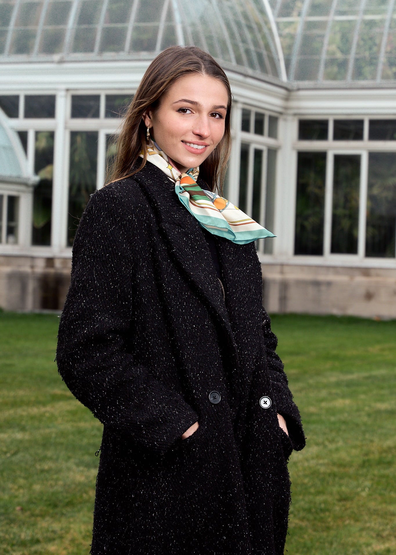 "Pop Pony" Silk Twill Bandana Scarf - Champagne