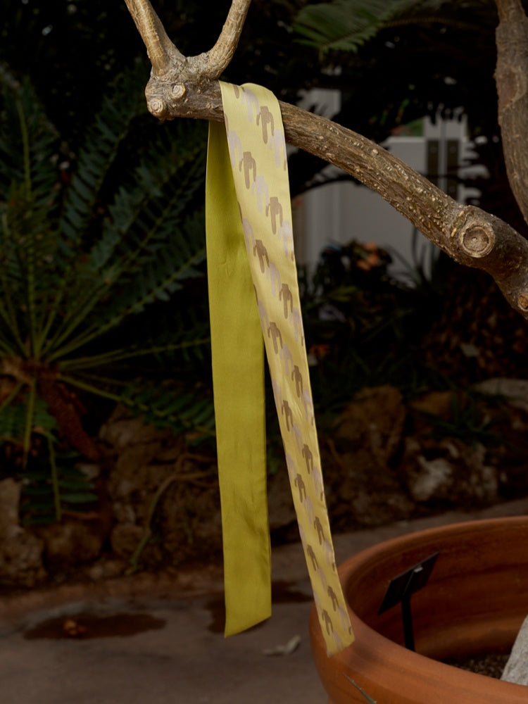 Lost Pattern x NYBG "Oasis Charms" Silk Skinny Scarf - Green