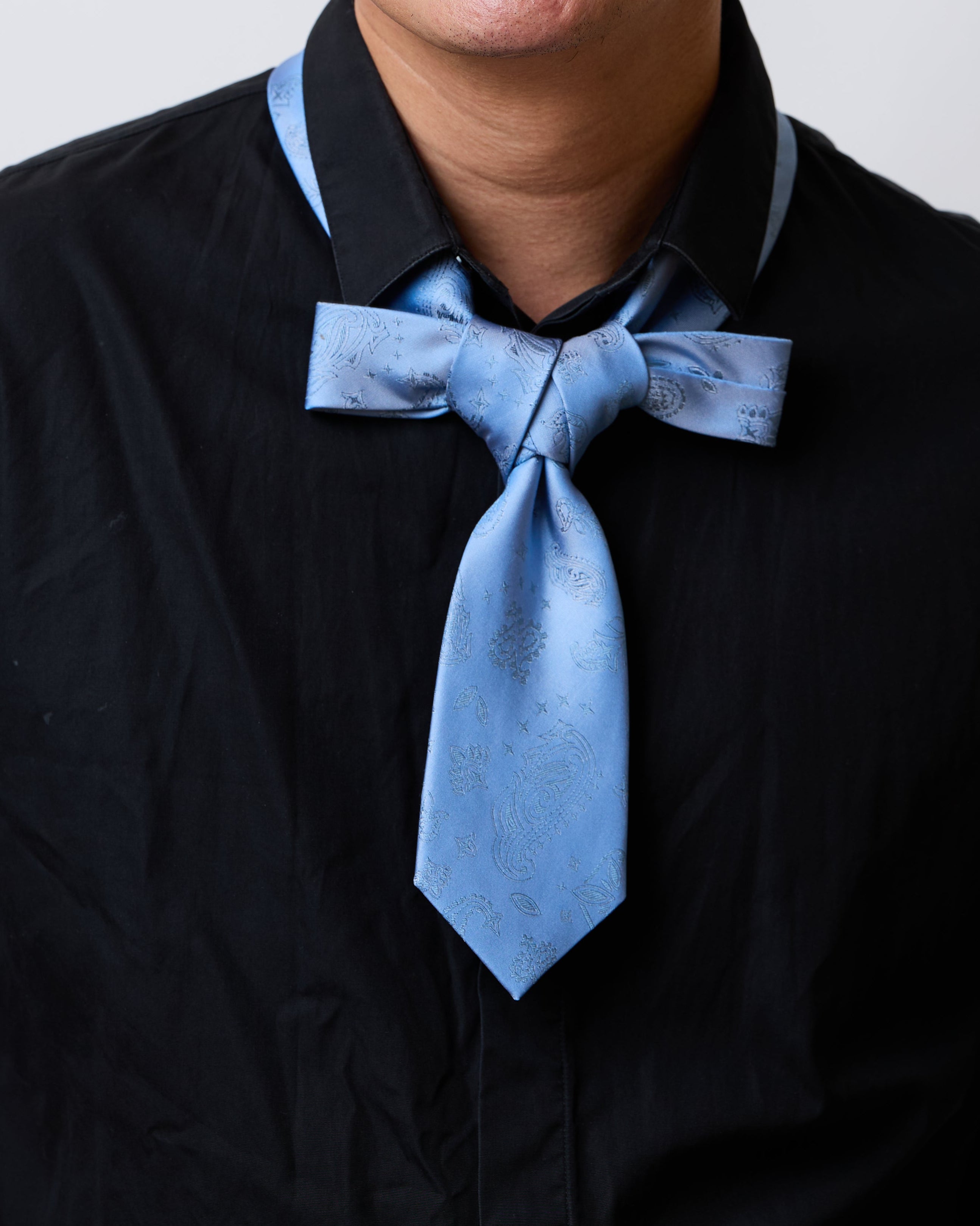 “Paisley" Silk Jacquard Tie - Sky Blue