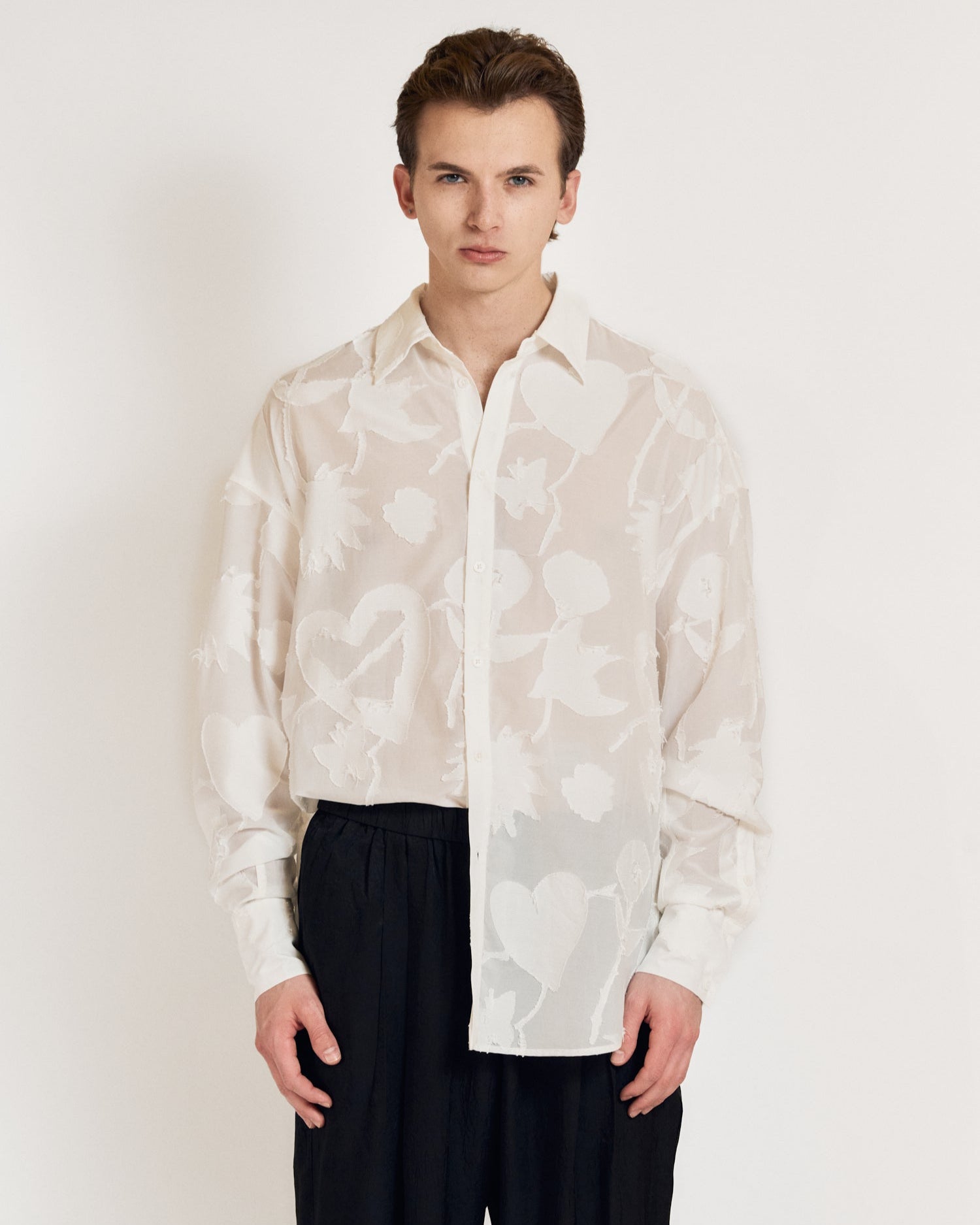 "Frida's Dream" Sheer Jacquard Long Sleeve Shirt
