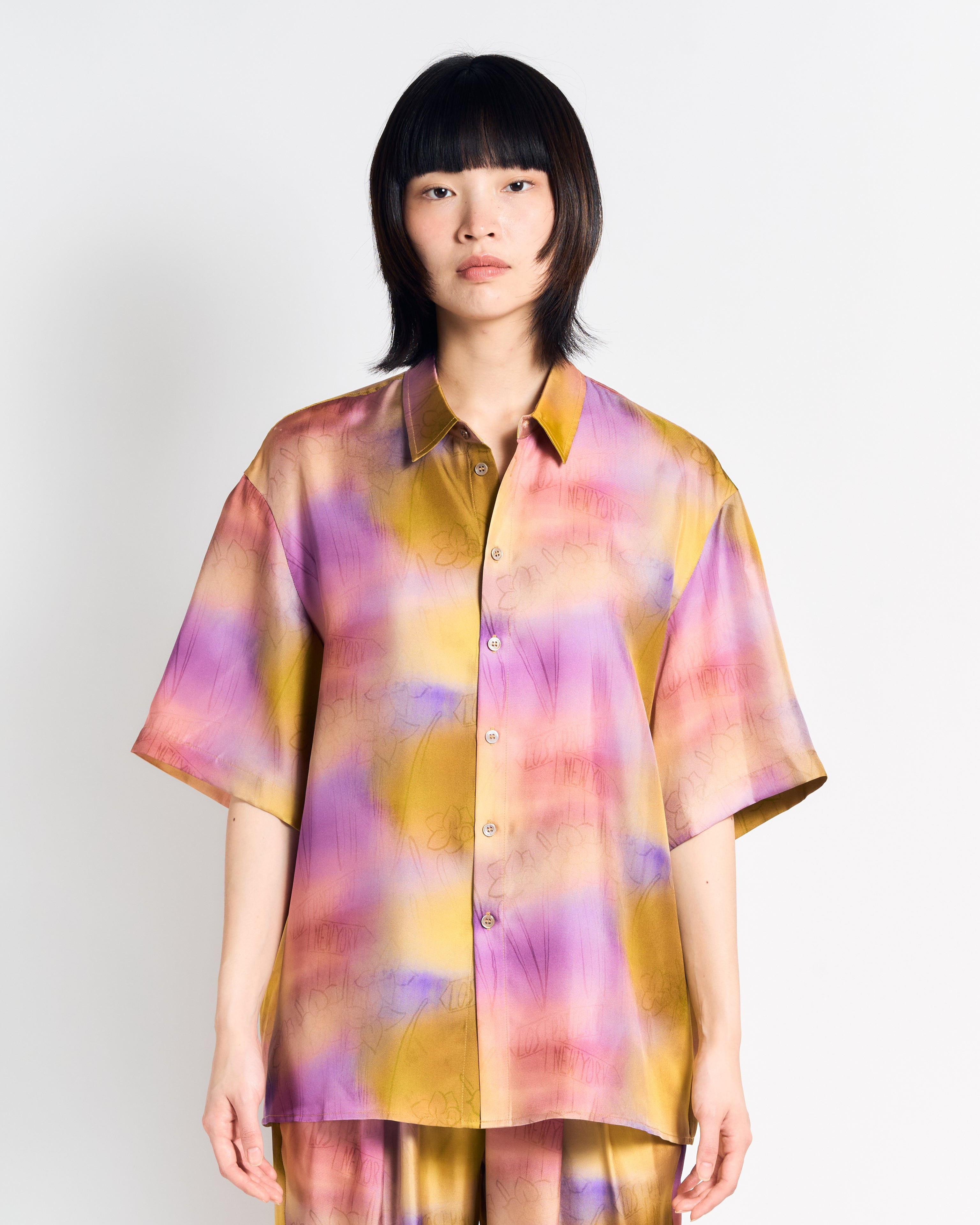"Brooklyn" Oversized Silk Hawaii Shirt - Pink