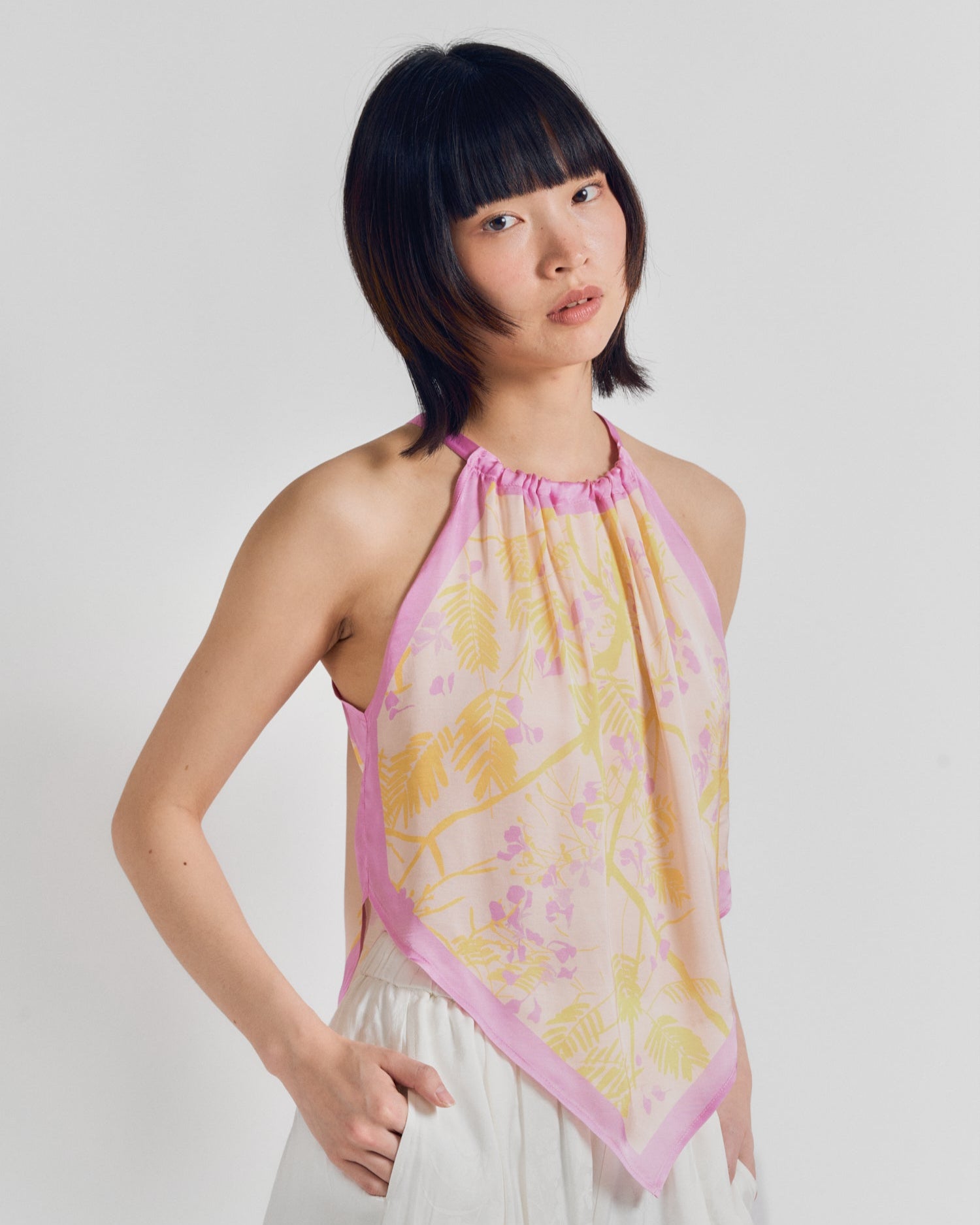 "Coco Dream" Halter Scarf Top - Yellow