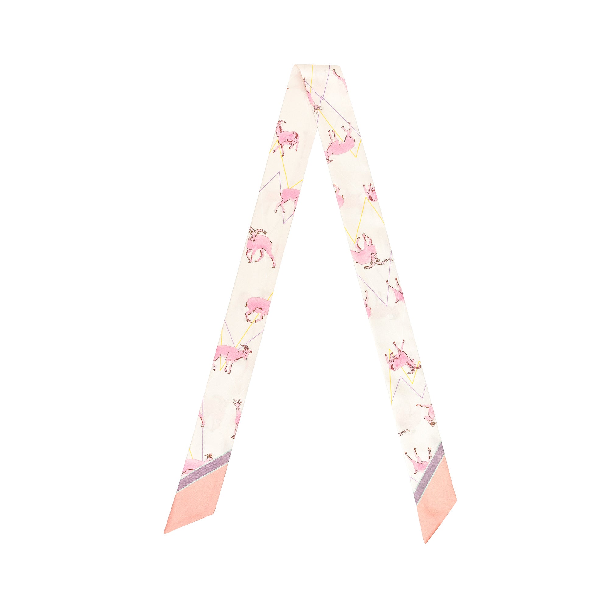 "Antelope" Silk Twill Skinny Scarf - Pink